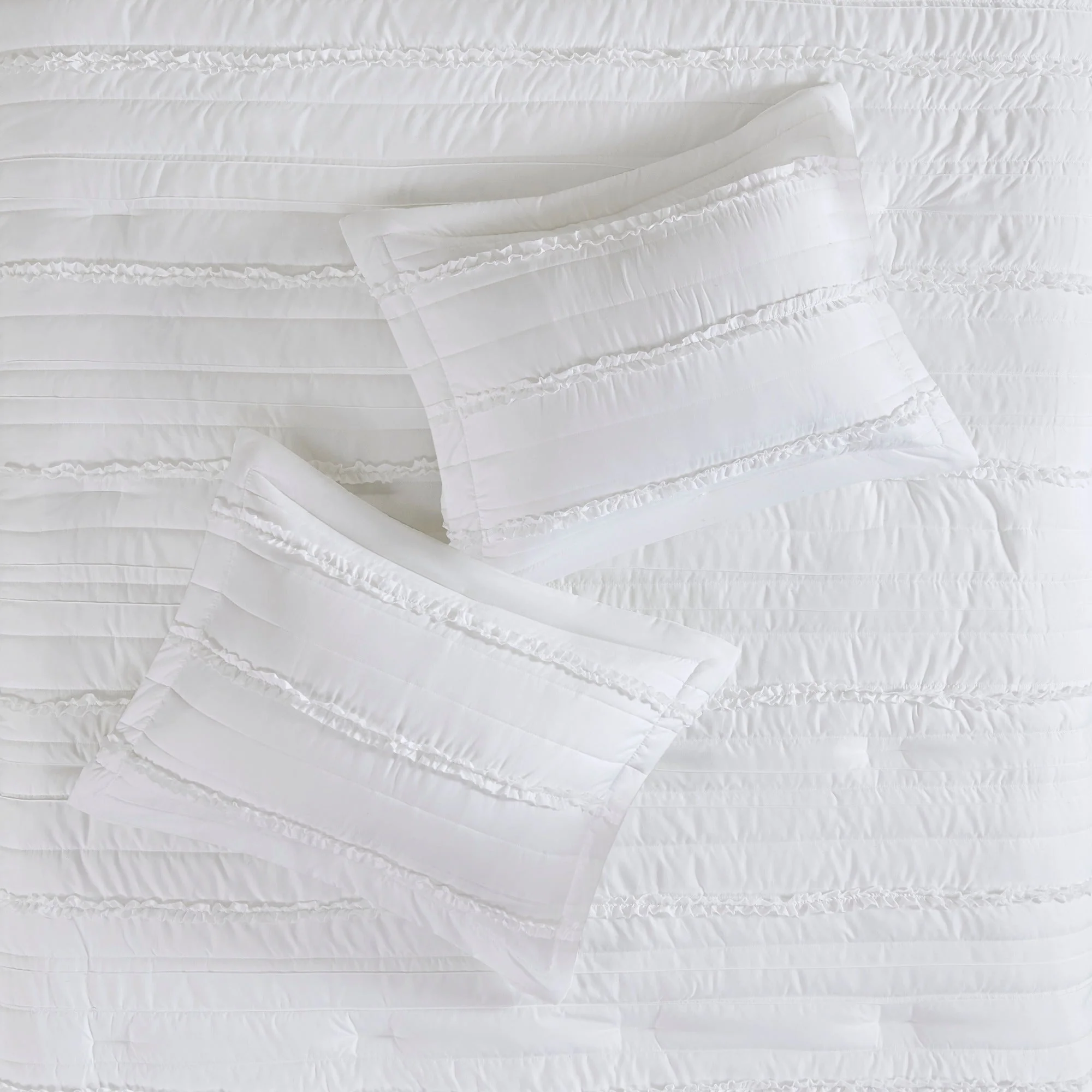 5 Piece Microfiber Ruffled Comforter Set White Queen - Image 9