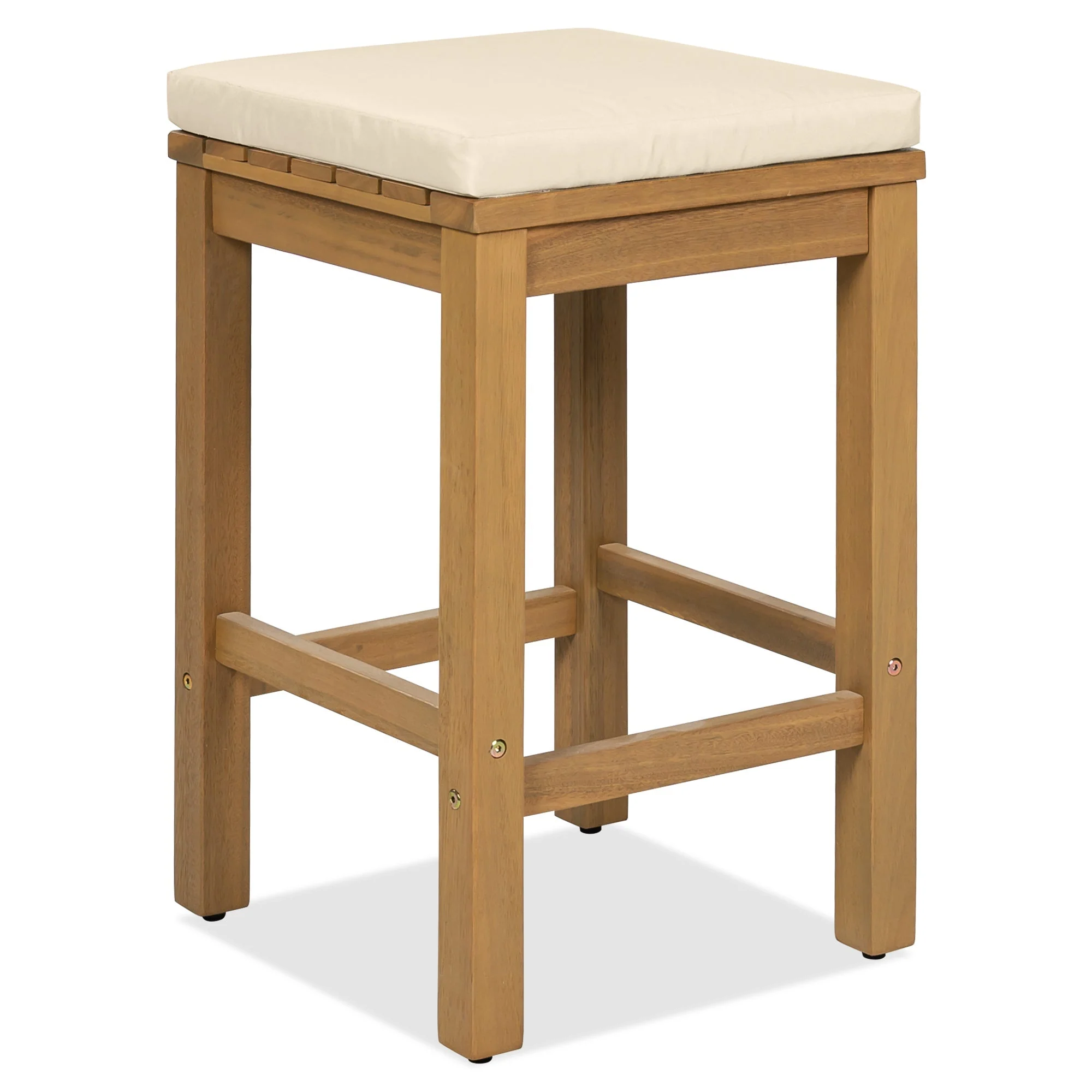 5 Piece Outdoor Bar Set with Acacia Wood Table and Cushioned Stools - Image 14