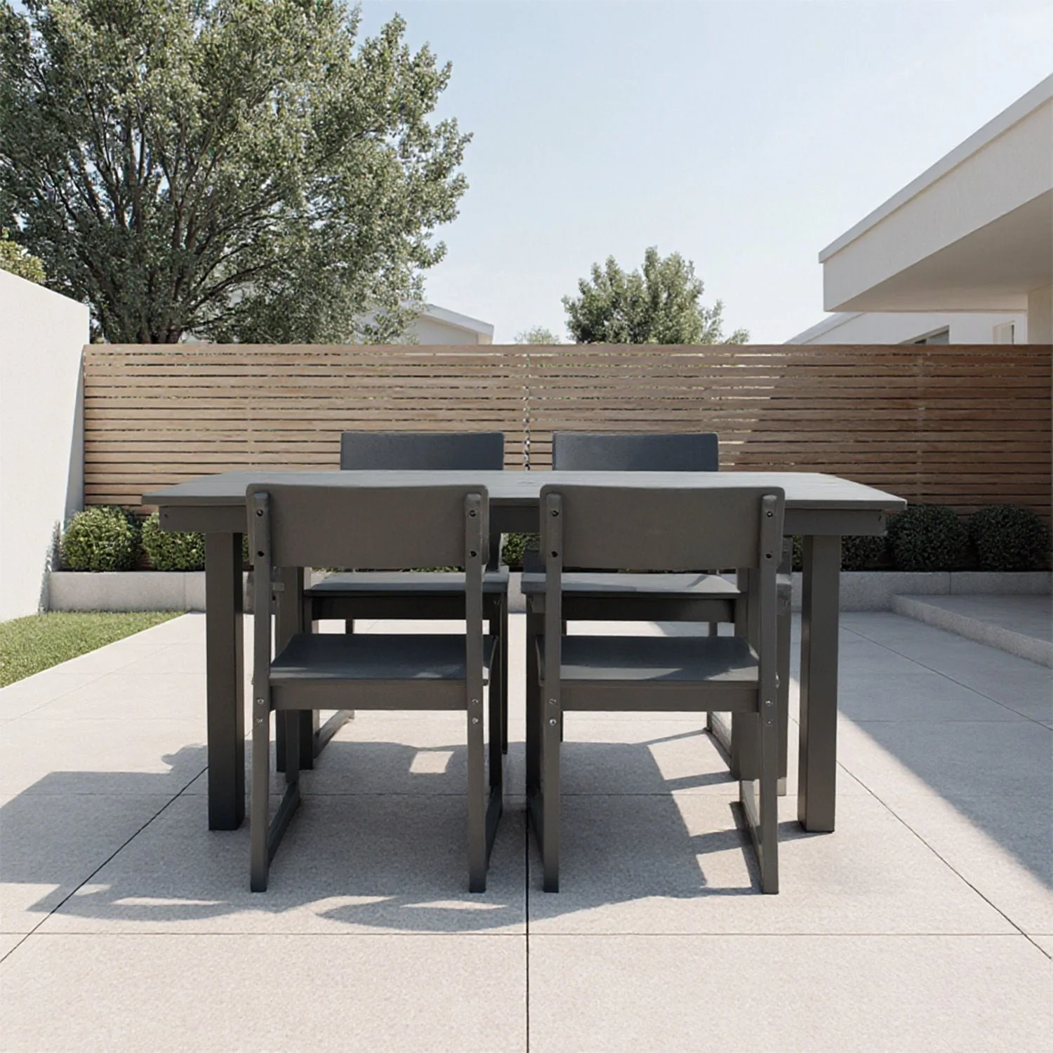5 Piece Outdoor Dining Set with Umbrella Hole and 4 Armrest Chairs - Image 11