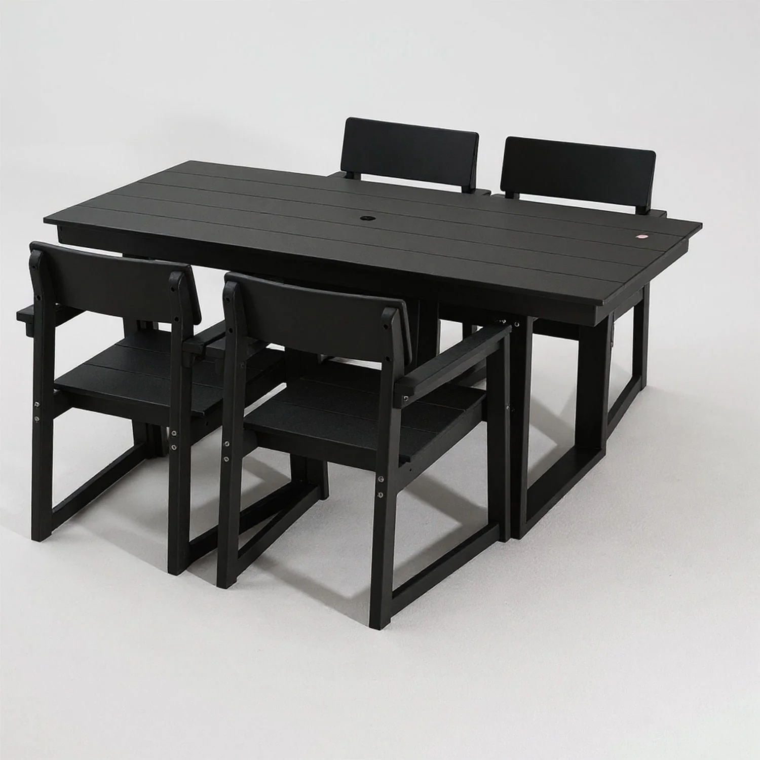 5 Piece Outdoor Dining Set with Umbrella Hole and 4 Armrest Chairs - Image 14