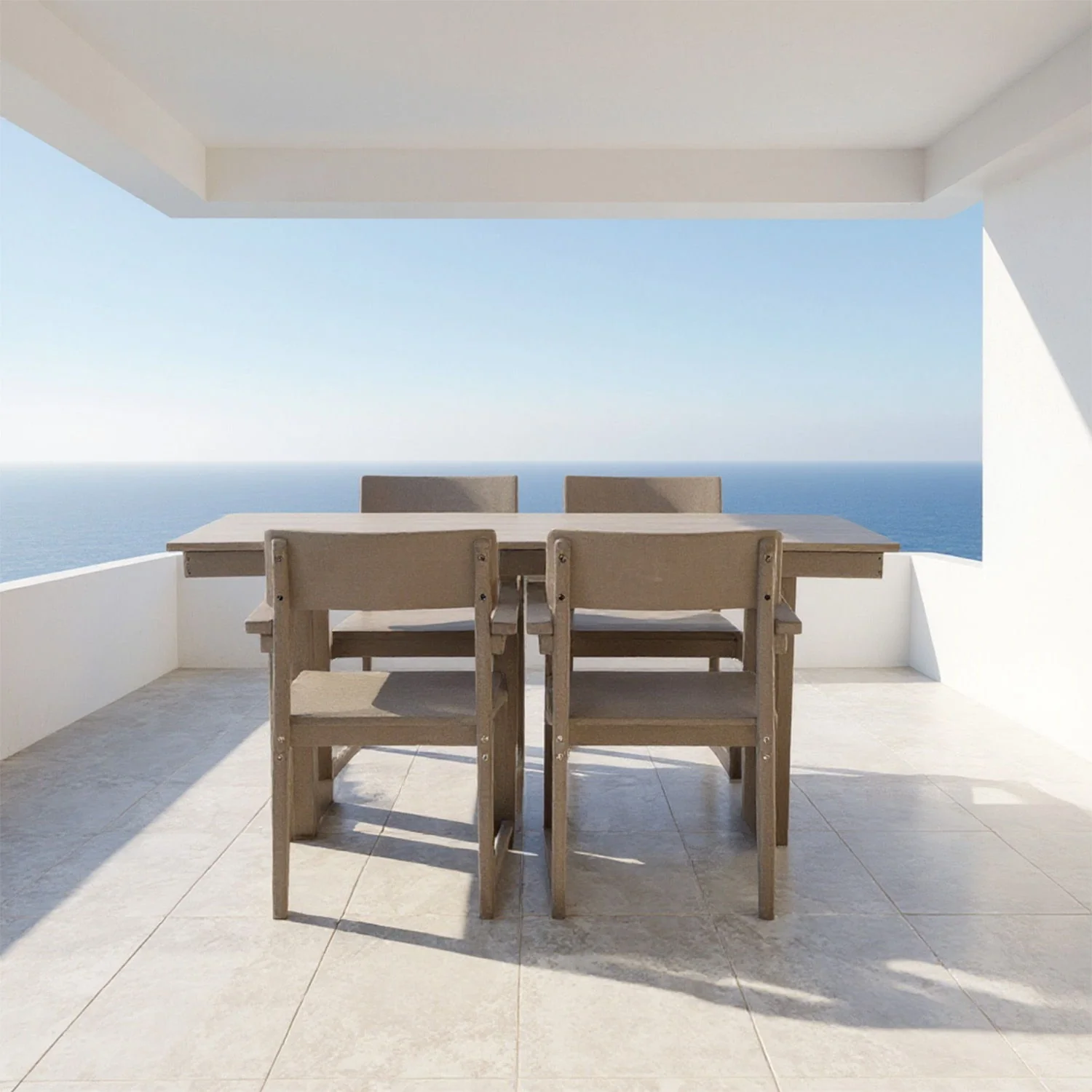 5 Piece Outdoor Dining Set with Umbrella Hole and 4 Armrest Chairs - Image 16