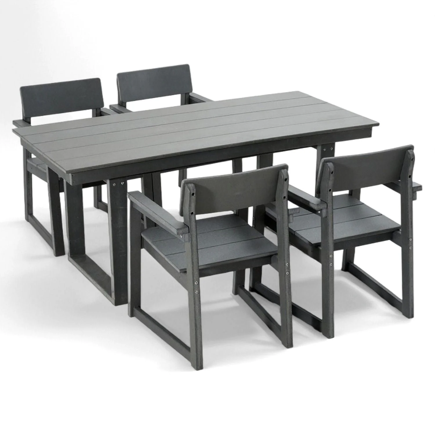5 Piece Outdoor Dining Set with Umbrella Hole and 4 Armrest Chairs - Image 3