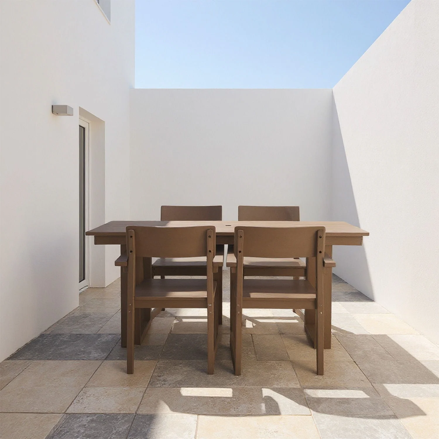 5 Piece Outdoor Dining Set with Umbrella Hole and 4 Armrest Chairs - Image 6
