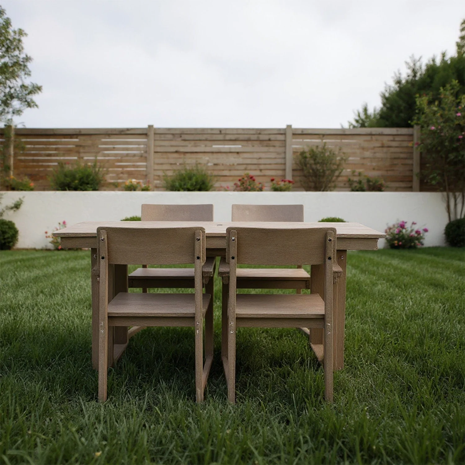 5 Piece Outdoor Dining Set with Umbrella Hole and 4 Armrest Chairs - Image 8