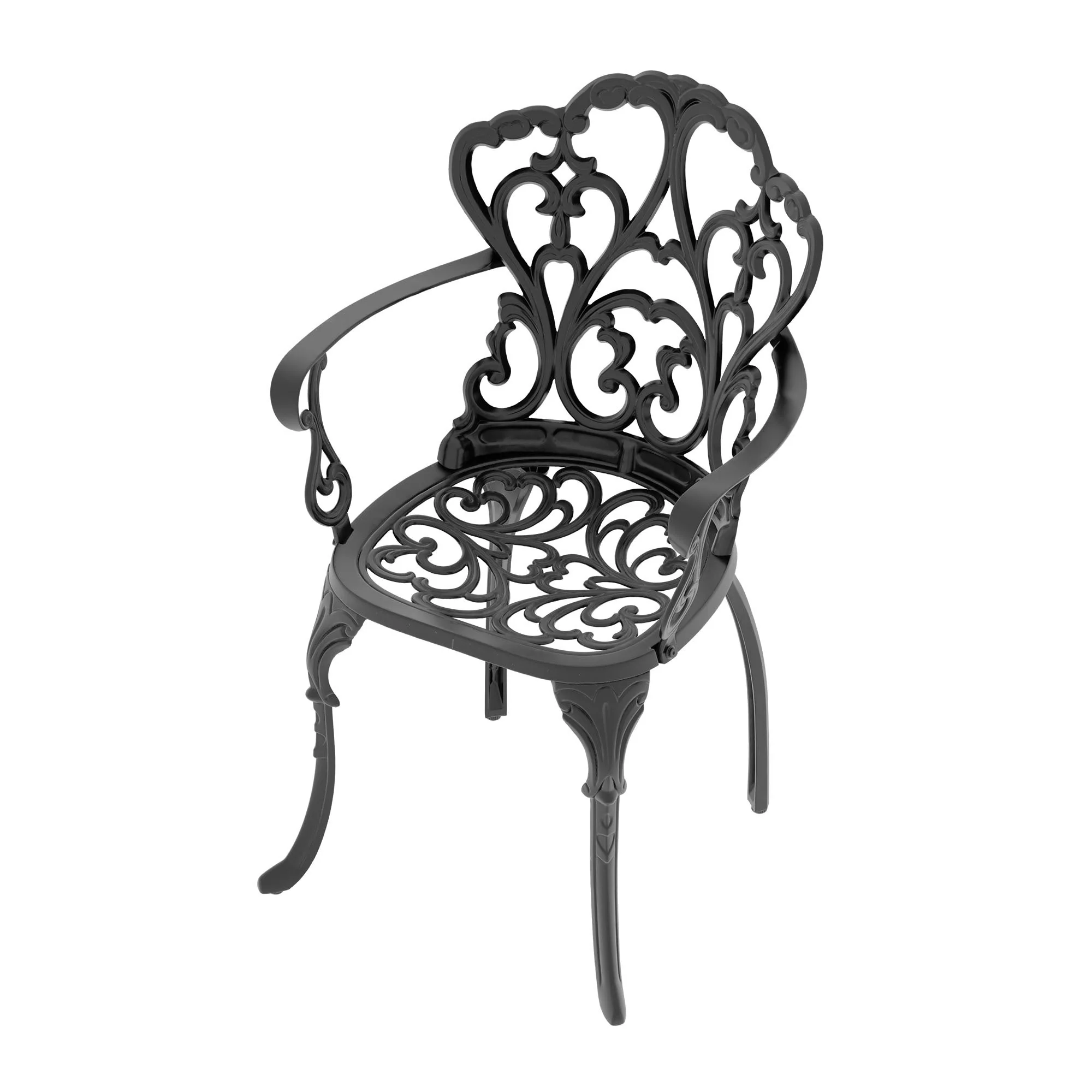 5-Piece Set of Cast Aluminum Patio Furniture with Off-White Cushions - Image 7