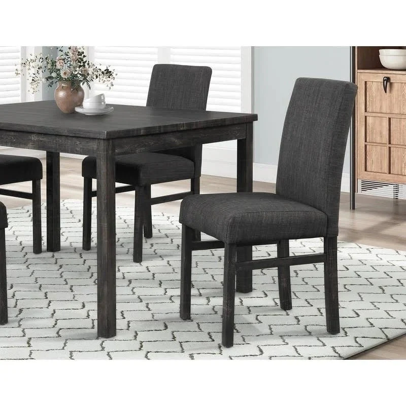 5 Piece Transitional Dining Room Set 48" Wood Dining Table with 4 Upholstered Side Chairs Charcoal Finish - Image 3