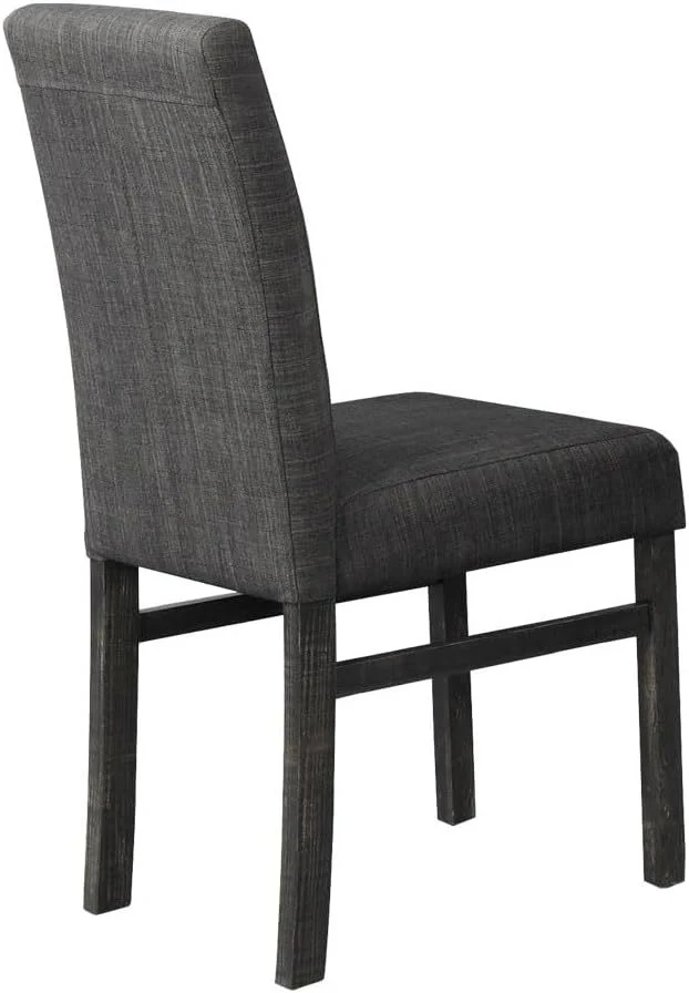 5 Piece Transitional Dining Room Set 48" Wood Dining Table with 4 Upholstered Side Chairs Charcoal Finish - Image 4