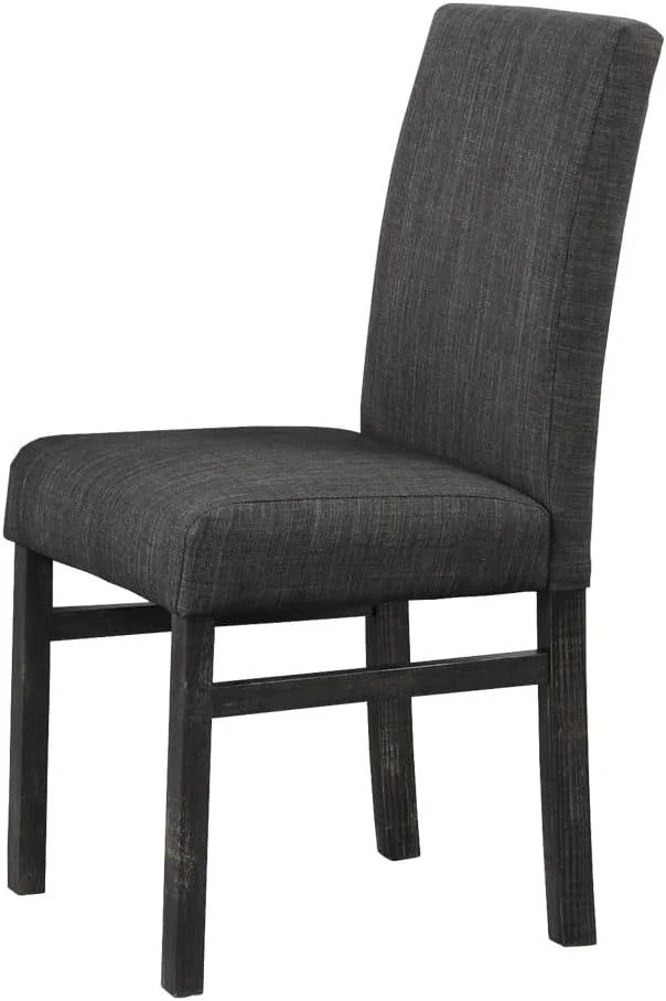 5 Piece Transitional Dining Room Set 48" Wood Dining Table with 4 Upholstered Side Chairs Charcoal Finish - Image 5