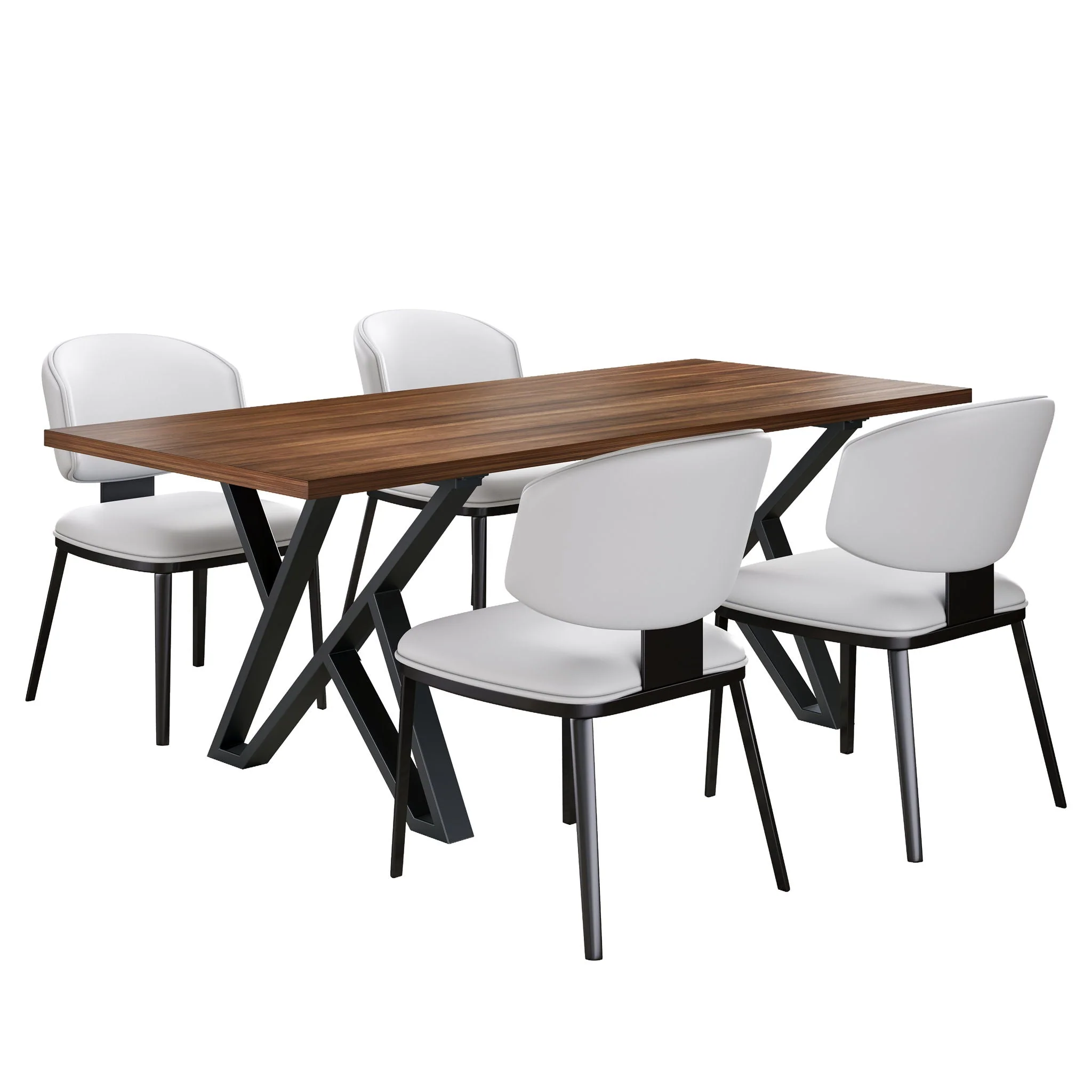 5 Pieces Modern Faux Leather And Metal Dining Set - Image 2