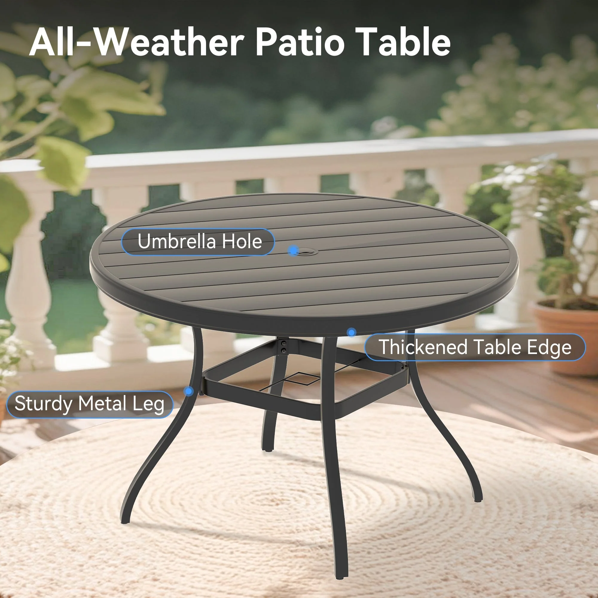5 Pieces Outdoor Patio Dining Set with Stackable Metal Chairs and Round Table - Image 7