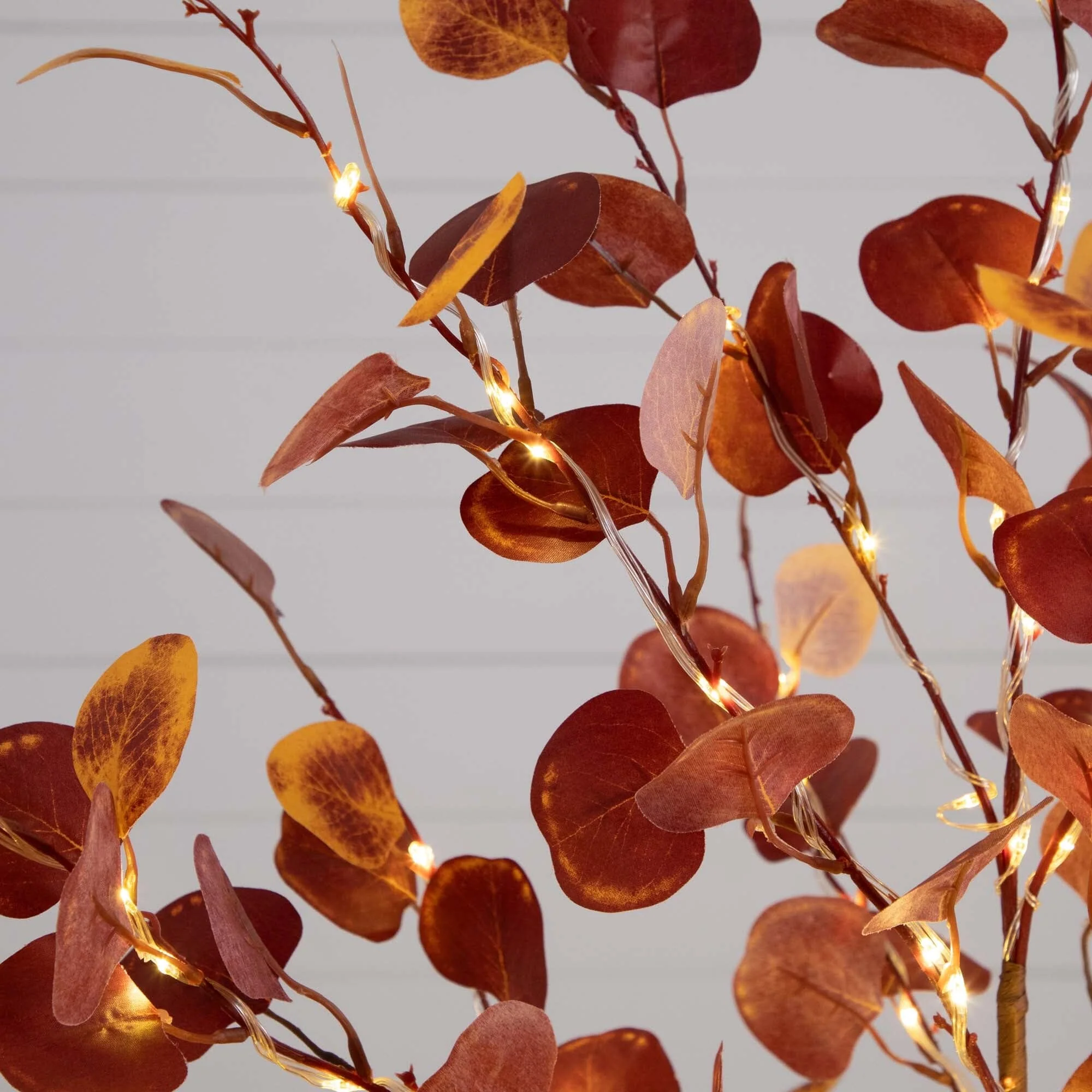 5’ Pre-Lit Autumn Eucalyptus Artificial Fall Tree with 220 Warm White LED Lights - Image 2