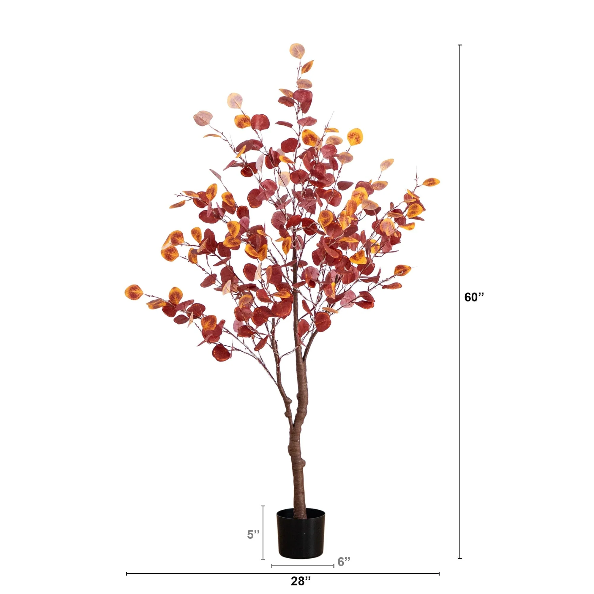 5’ Pre-Lit Autumn Eucalyptus Artificial Fall Tree with 220 Warm White LED Lights - Image 8