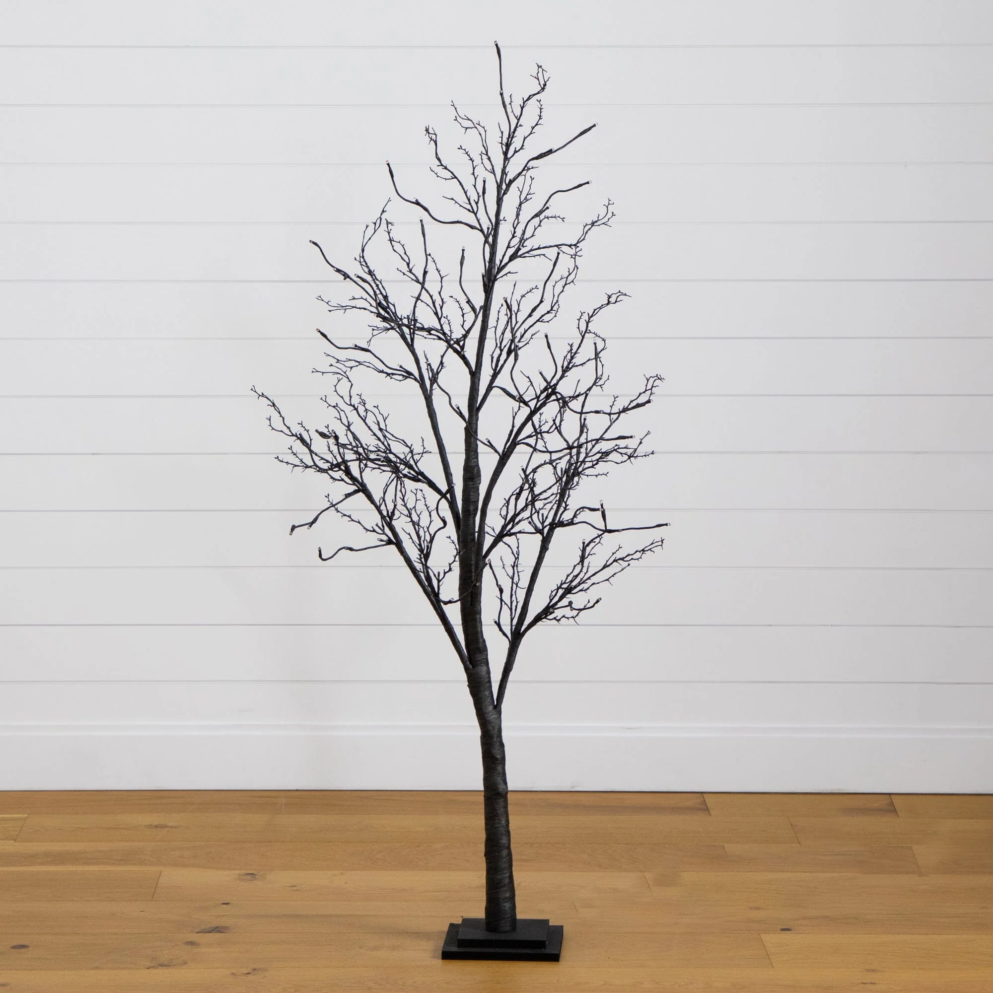 5’ Pre-Lit Halloween Deluxe Black Twig Artificial Tree with 102 Orange & Purple LED Lights - Image 7