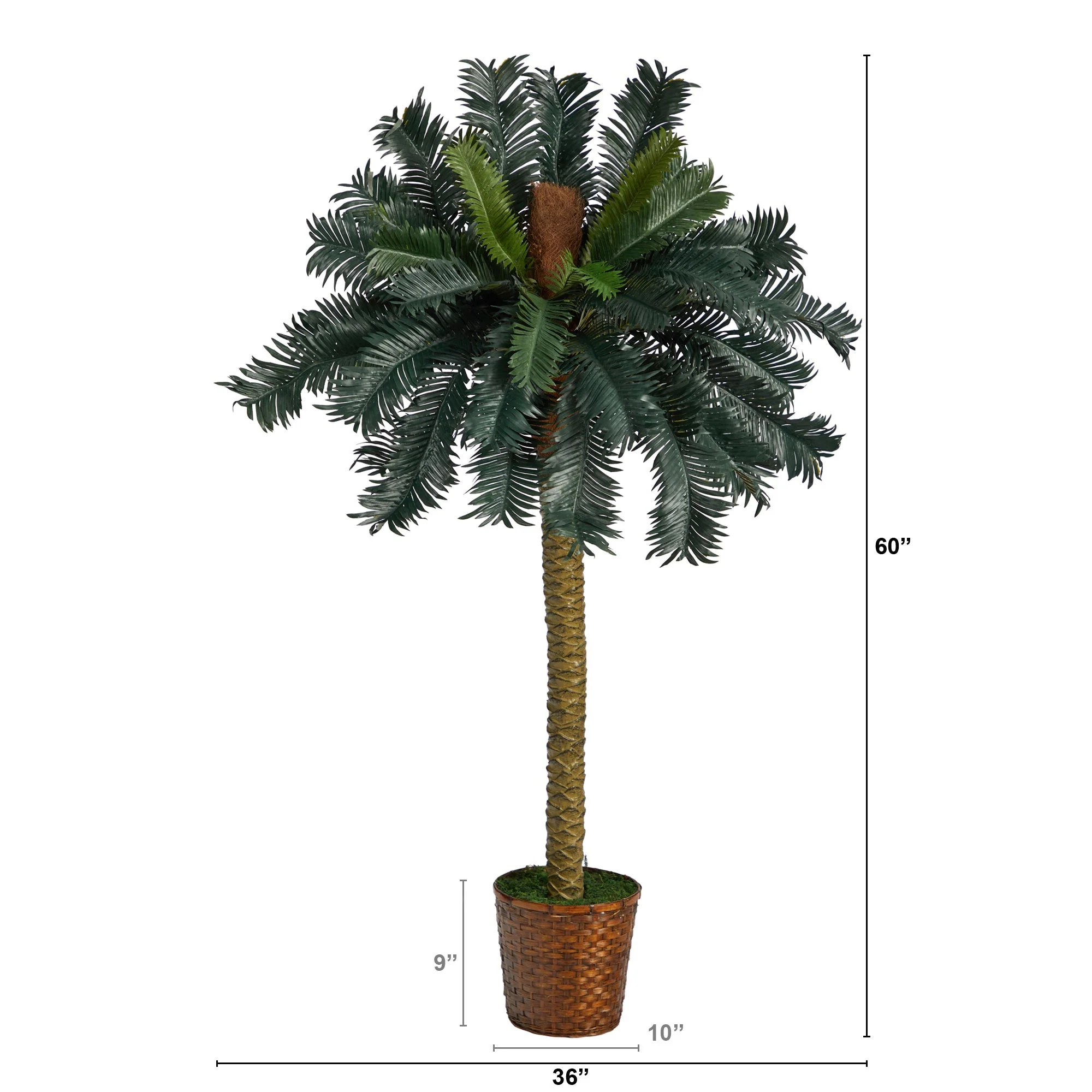5’ Sago Palm Artificial Tree in Basket - Image 2