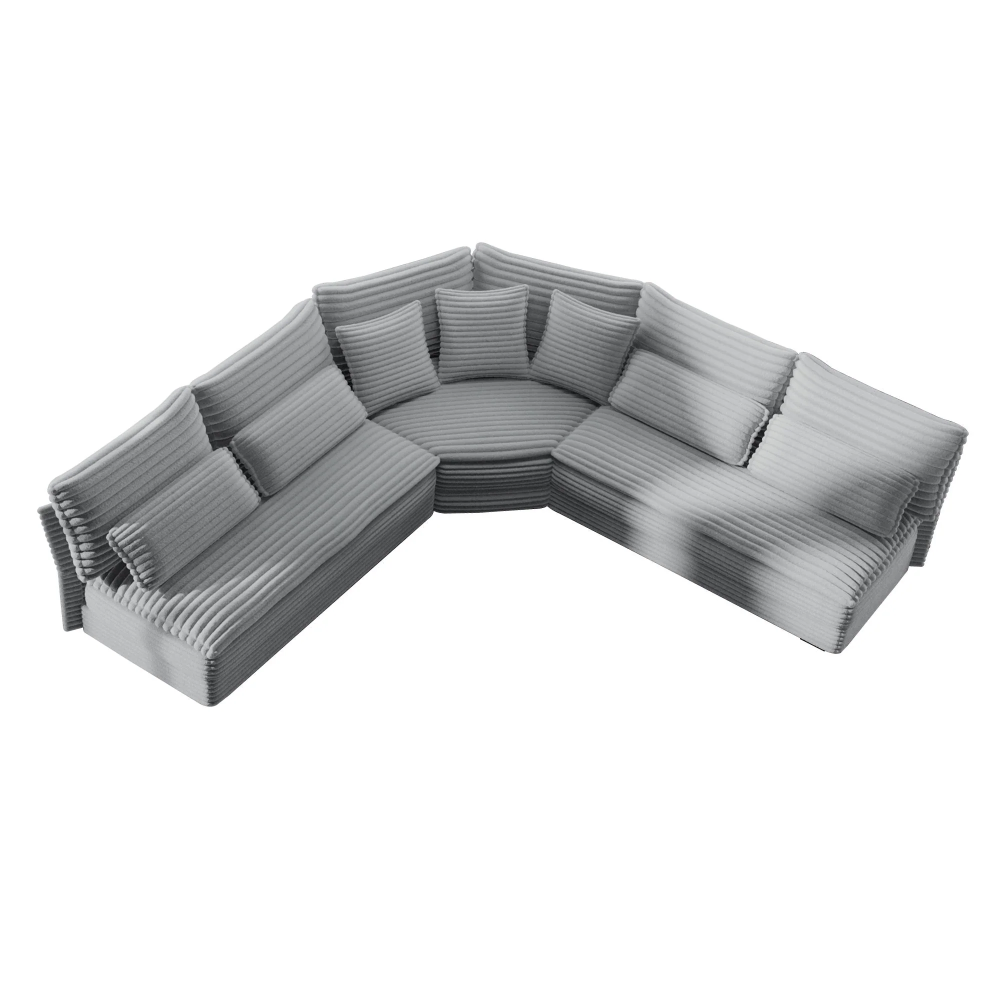 5 Seater L Shaped Sectional Sofa With Curved Corner, 7 Pillows - Image 2