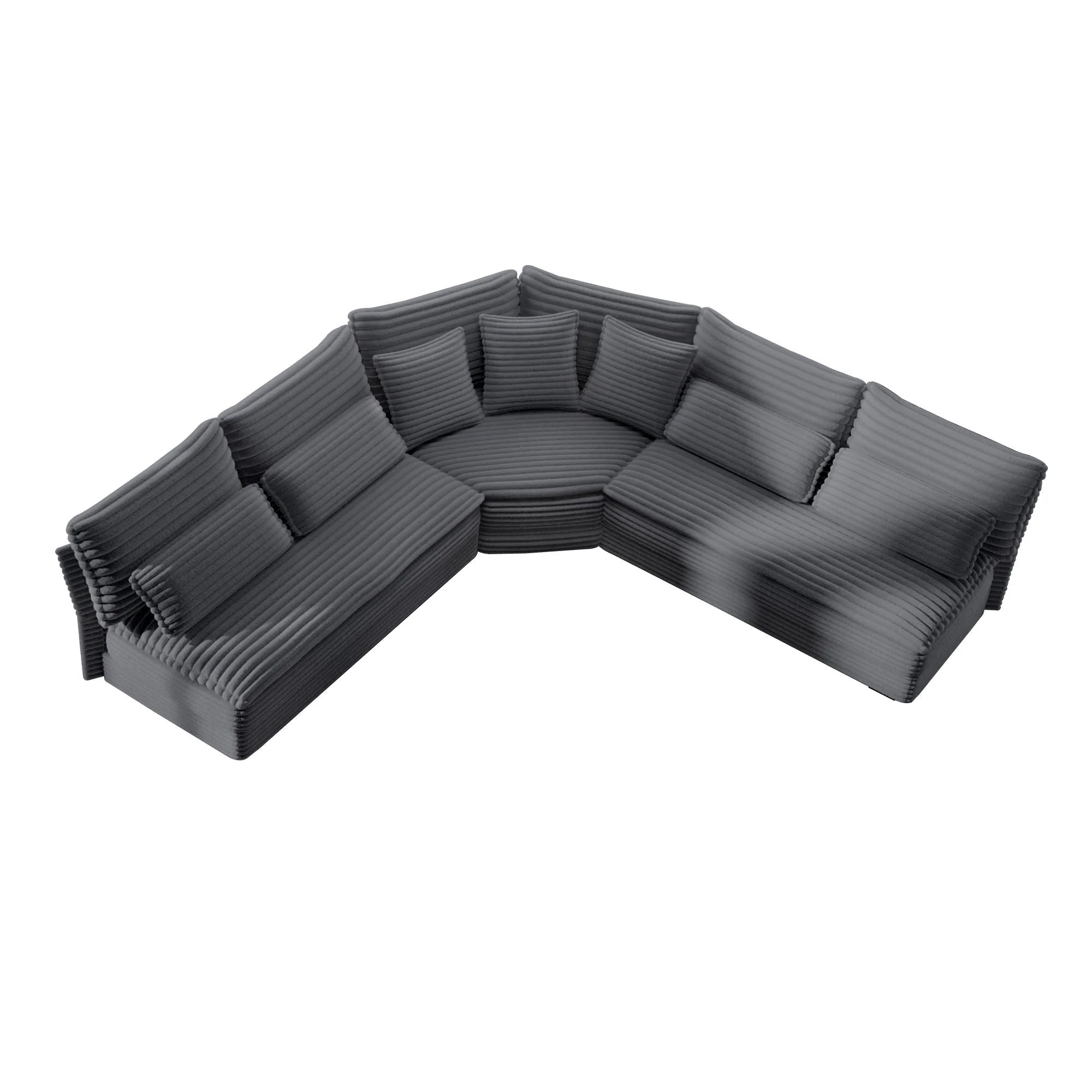 5 Seater L Shaped Sectional Sofa With Curved Corner, 7 Pillows - Image 3