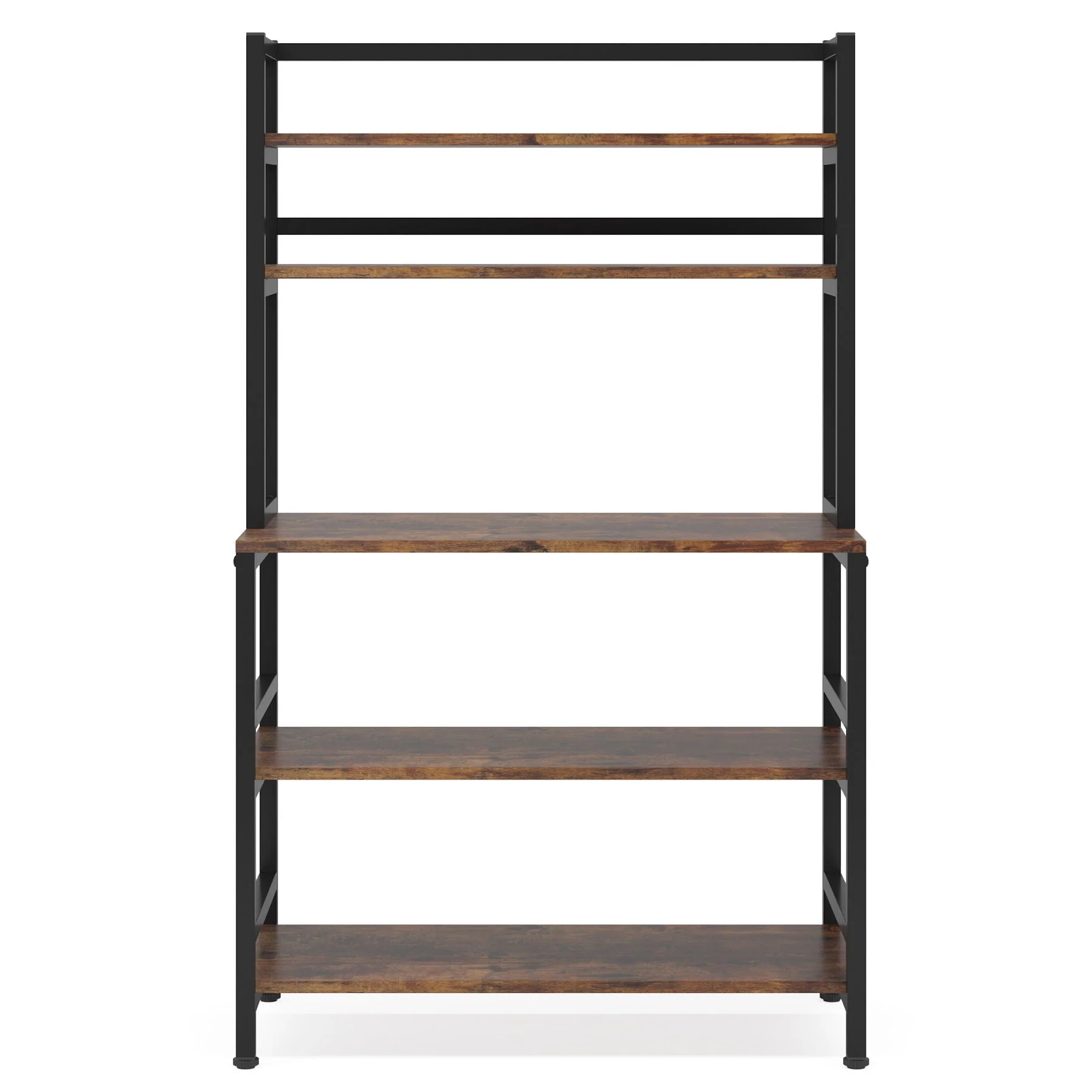 5 Tier Kitchen Bakers Rack With Hutch Microwave Stand, Freestanding Storage Organizer For Countertop - Black - Image 2