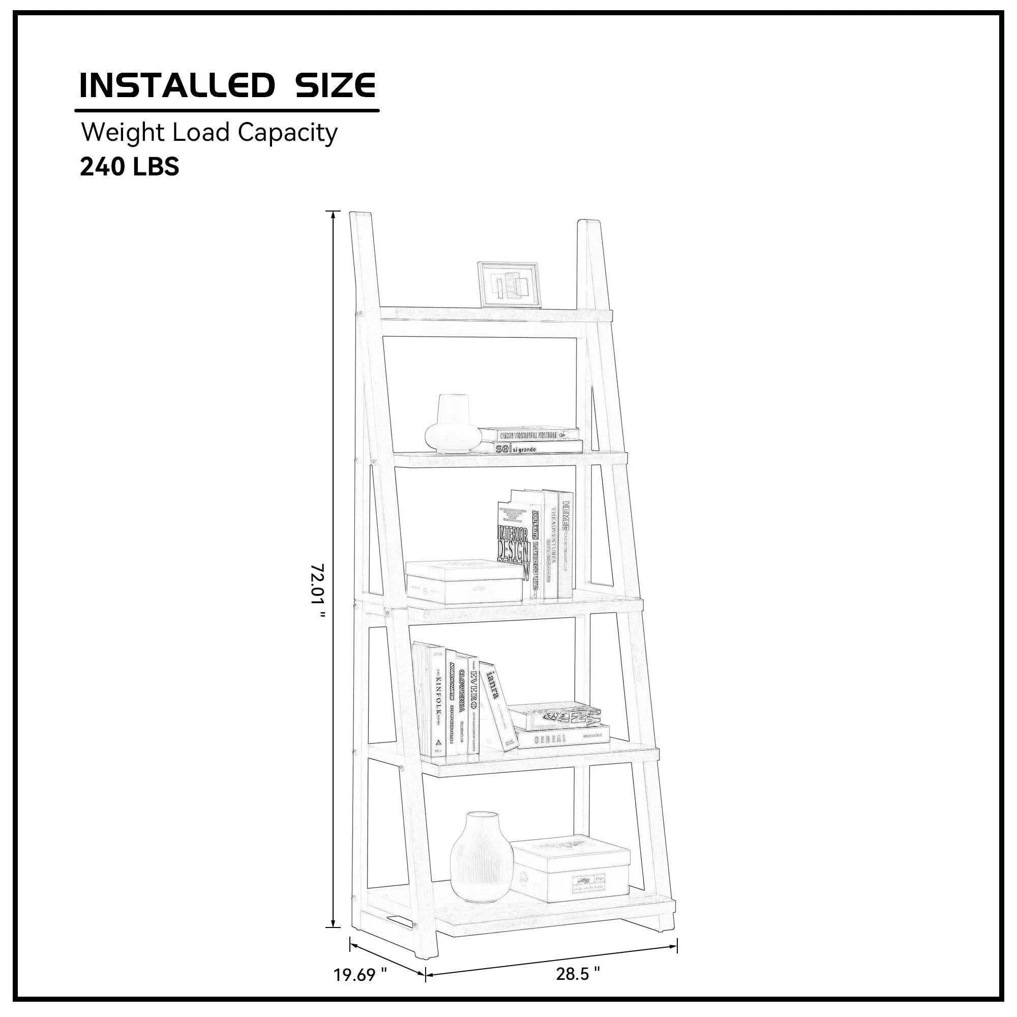 5-Tier Ladder Shelf with Rubber Wood Frame - Image 10