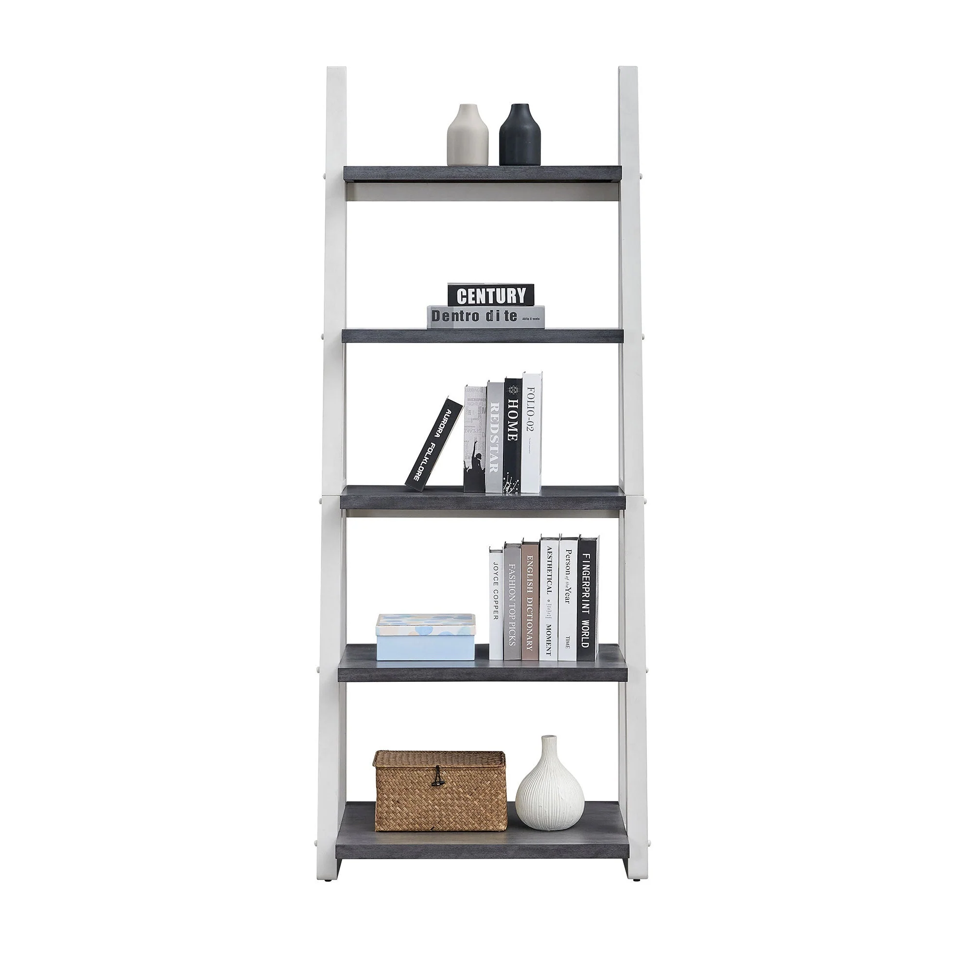 5-Tier Ladder Shelf with Rubber Wood Frame - Image 3