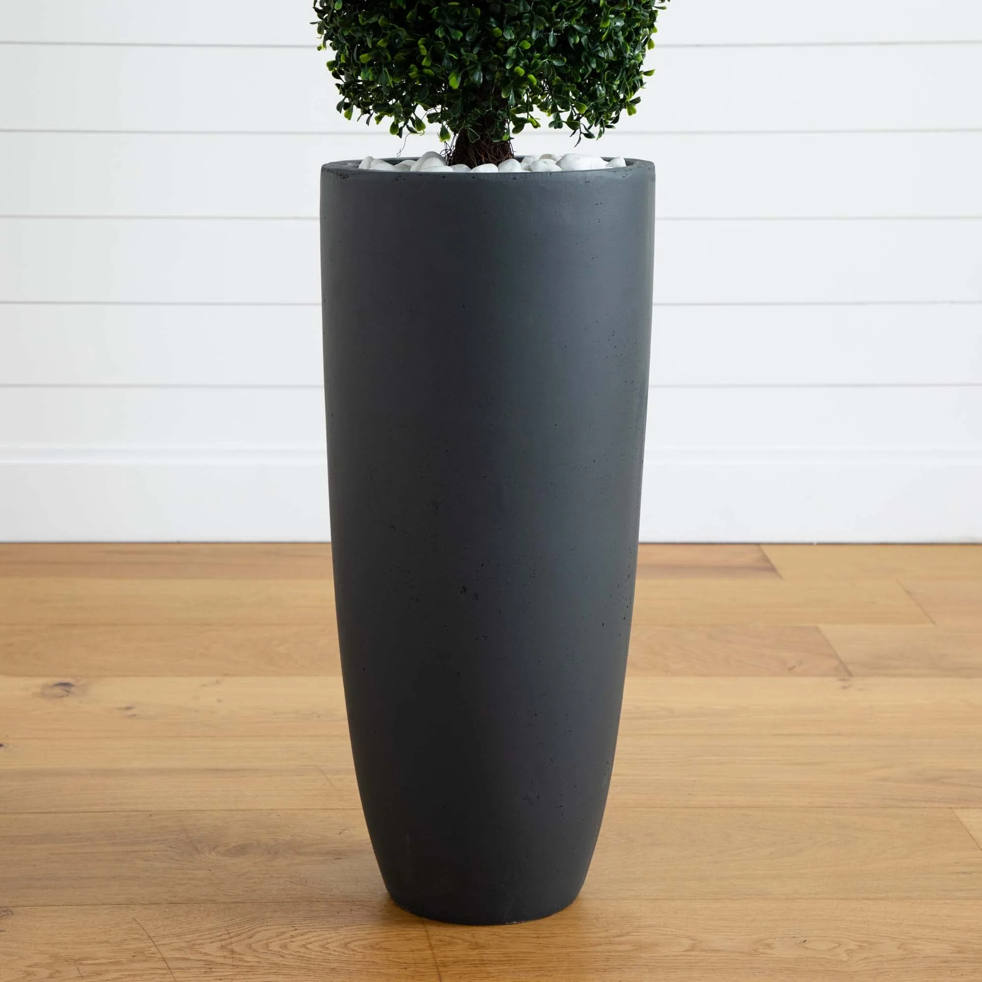 50” Boxwood Topiary with Gray Cylindrical Planter UV Resistant (Indoor/Outdoor) - Image 4