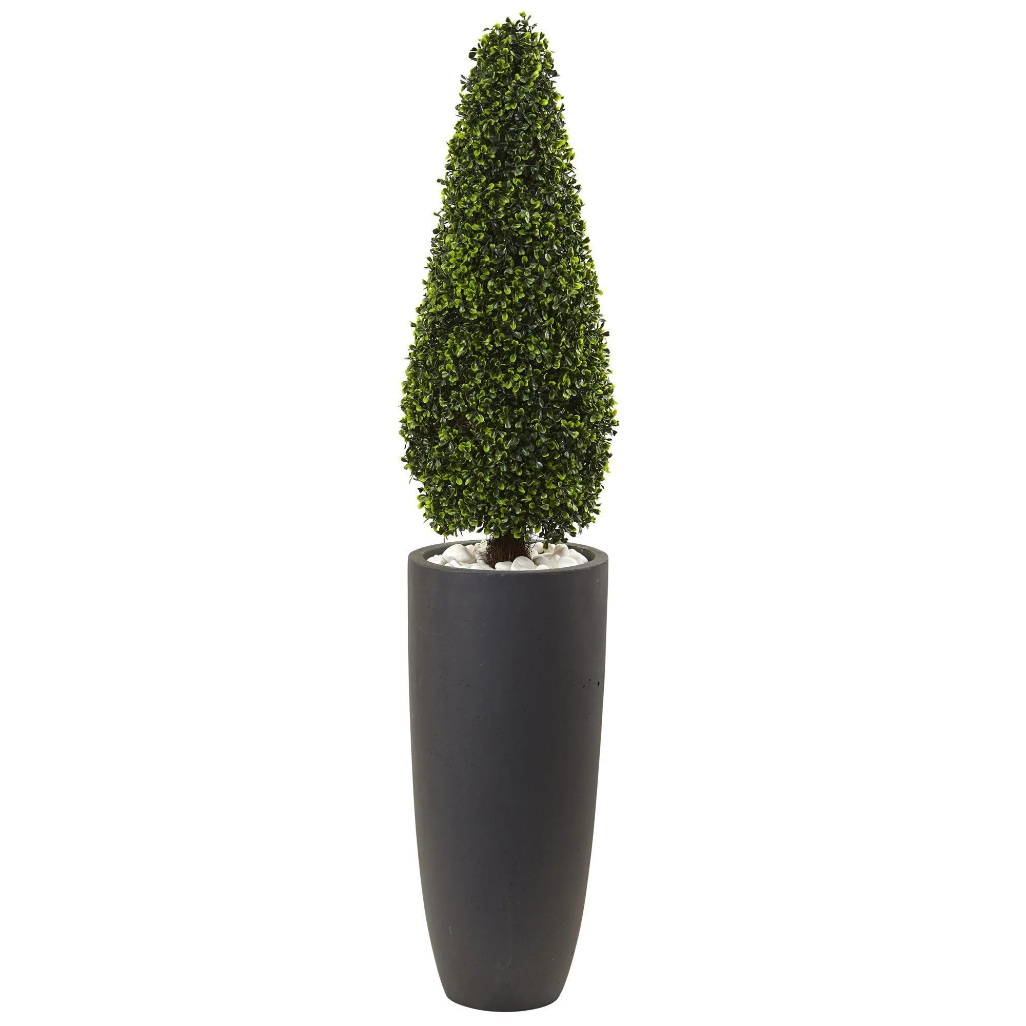 50” Boxwood Topiary with Gray Cylindrical Planter UV Resistant (Indoor/Outdoor) - Image 5