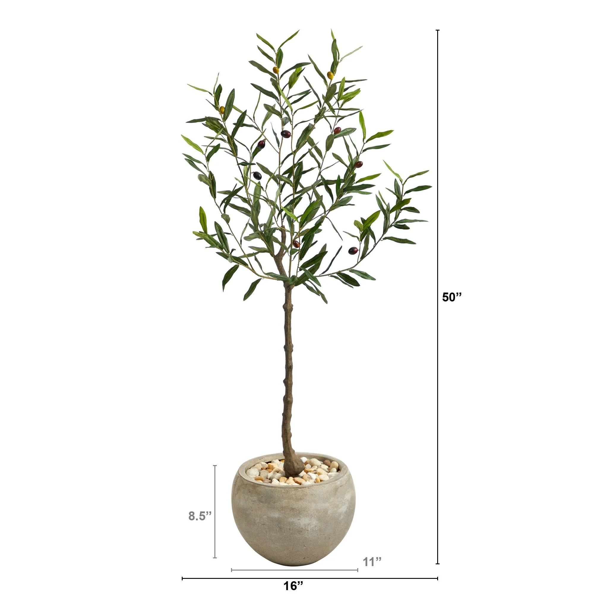 50” Olive Artificial Tree in Sand Colored Planter - Image 2