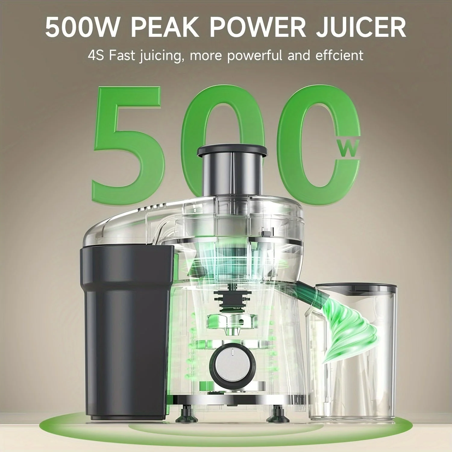 500W Juicer Machine for Fruits & Veggies – Wide Mouth, Stainless Steel, Easy Clean - Image 2