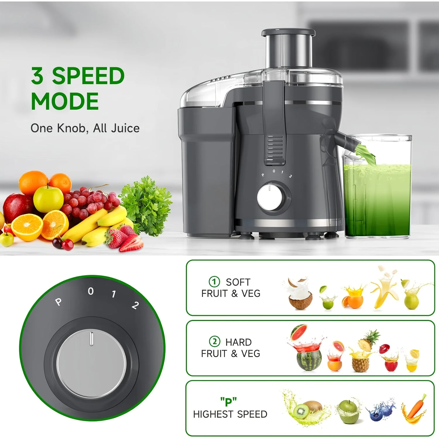 500W Juicer Machine for Fruits & Veggies – Wide Mouth, Stainless Steel, Easy Clean - Image 3