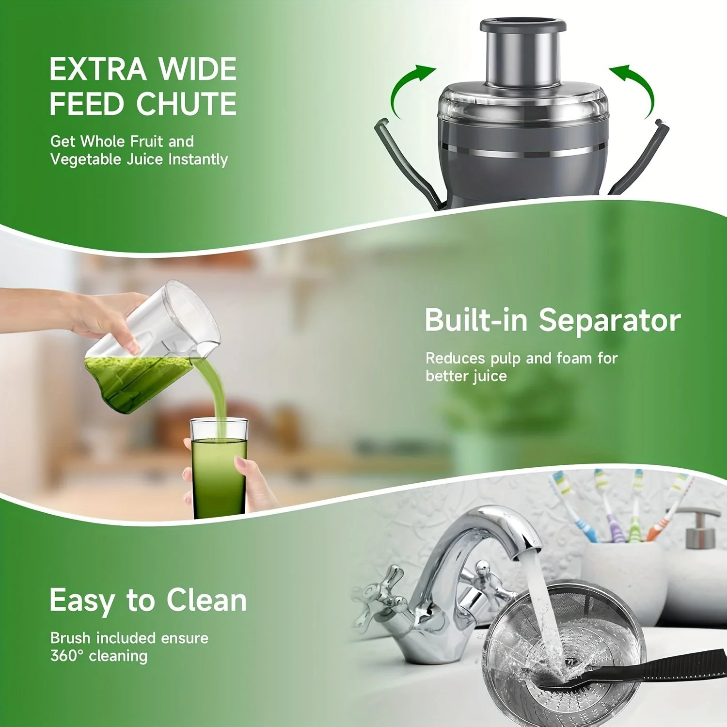 500W Juicer Machine for Fruits & Veggies – Wide Mouth, Stainless Steel, Easy Clean - Image 6