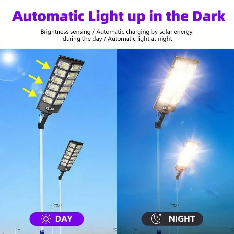 504LED Solar Street Light Outdoor Motion Sensor Remote Control Waterproof 4300mAh - Image 5