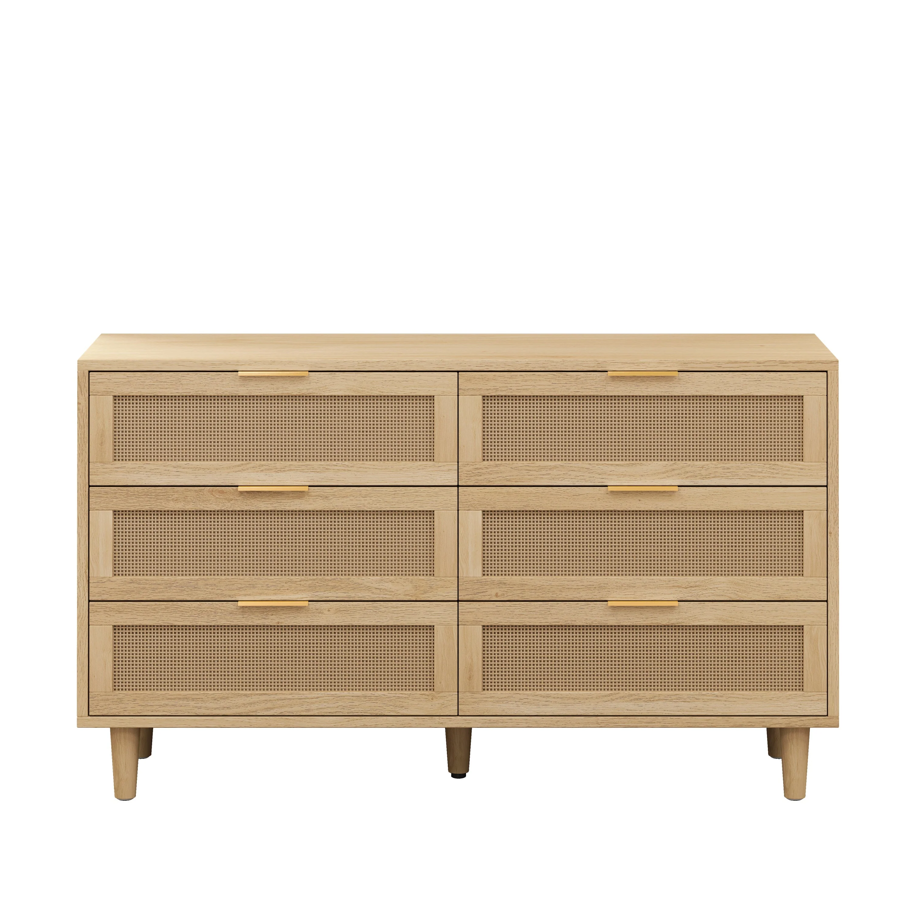 51.18' 6-Drawer Rattan Storage Cabinet Natural - Image 4