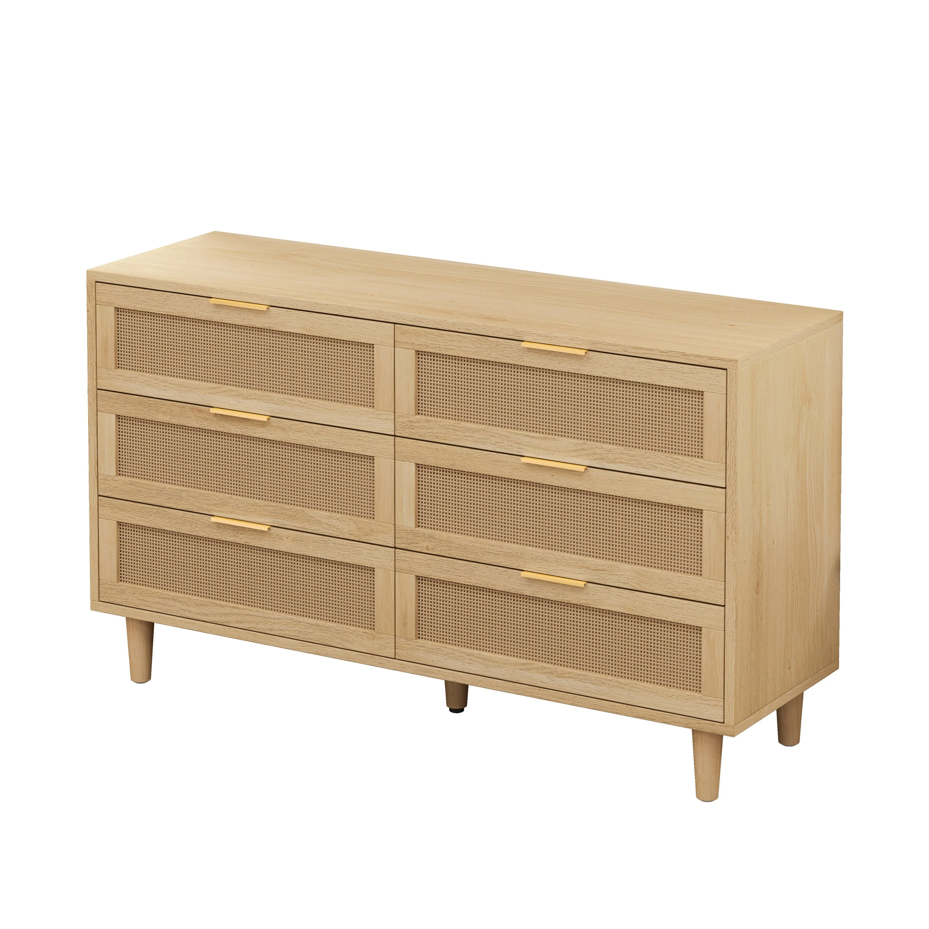 51.18' 6-Drawer Rattan Storage Cabinet Natural - Image 5