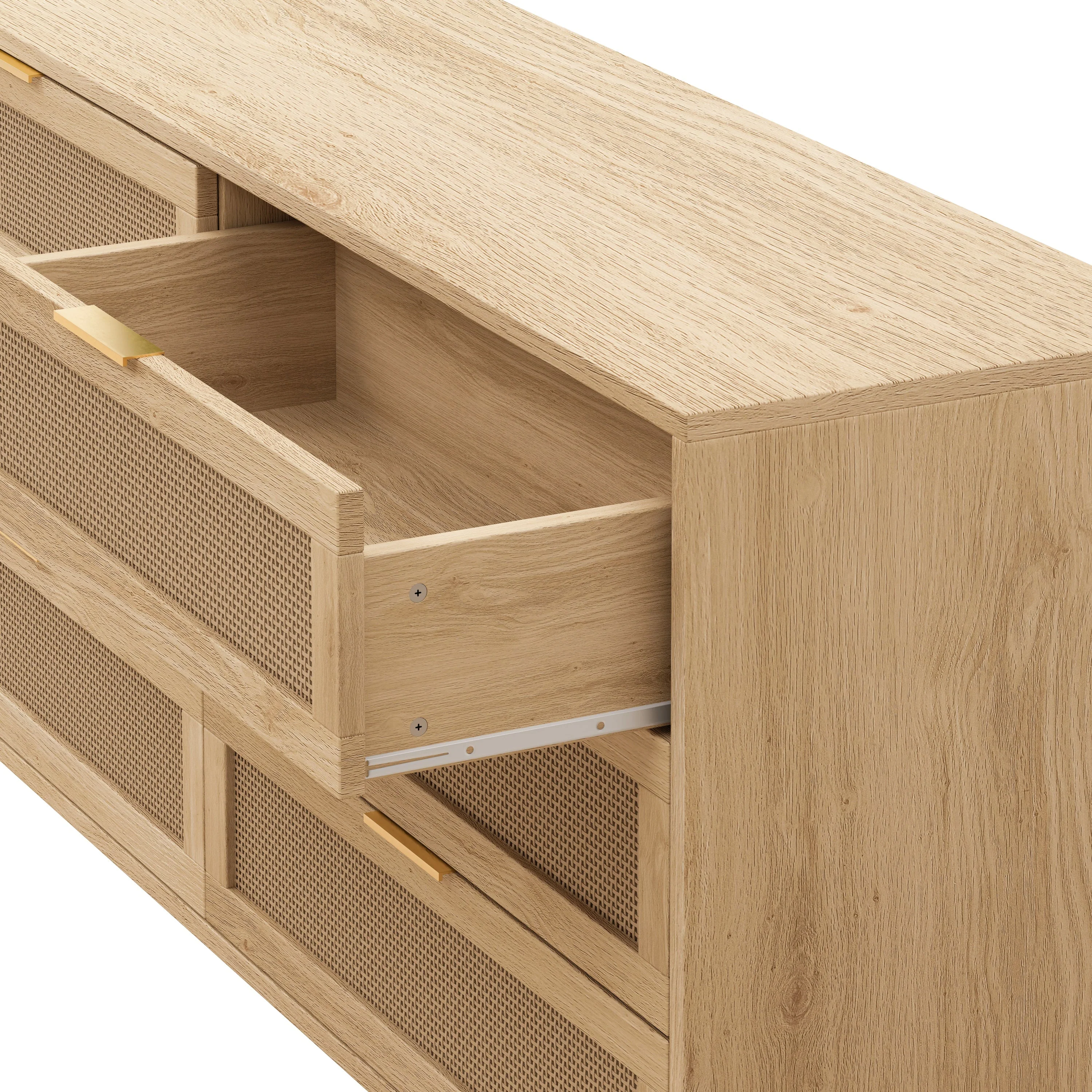 51.18' 6-Drawer Rattan Storage Cabinet Natural - Image 6