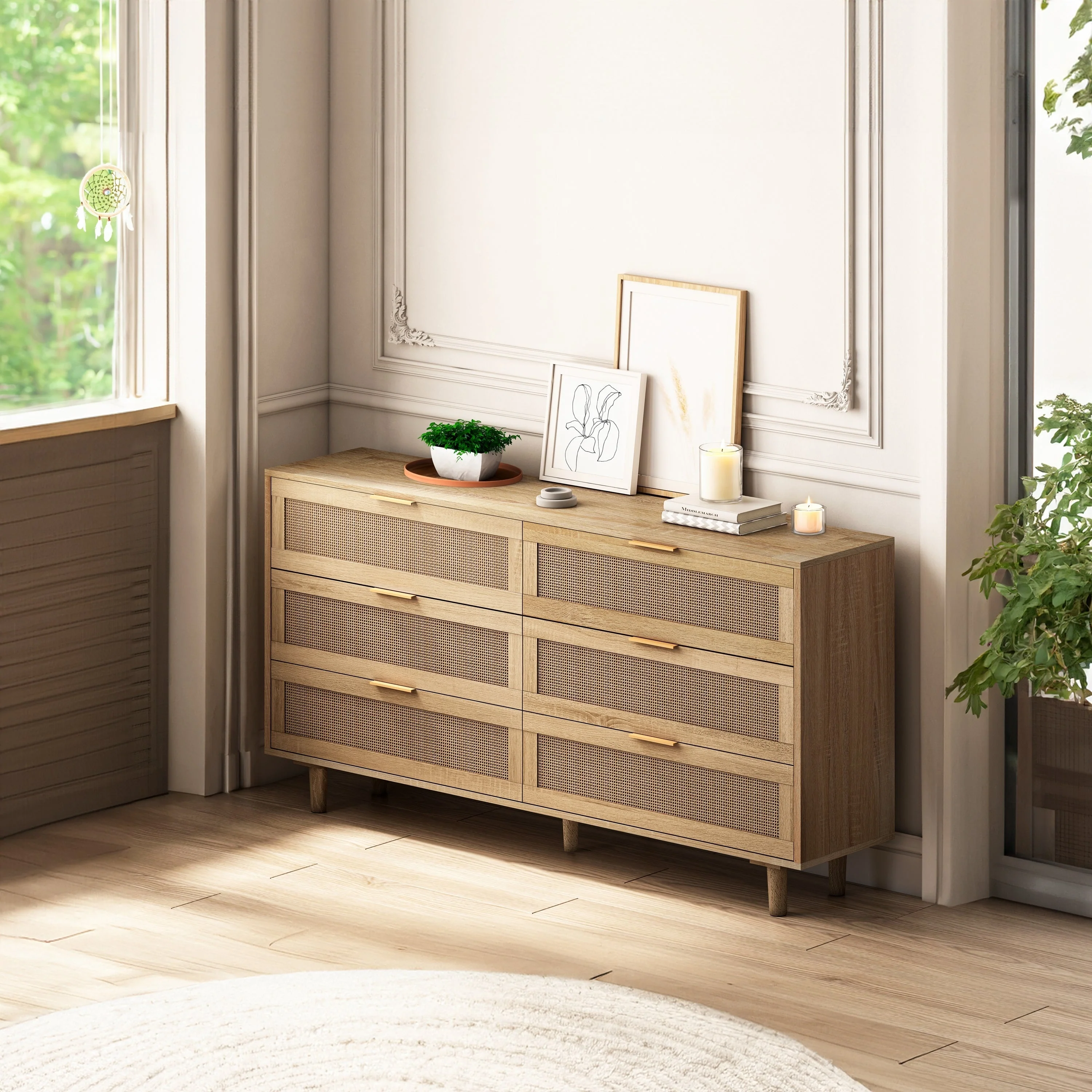 51.18' 6-Drawers Rattan Storage Cabinet - Image 3