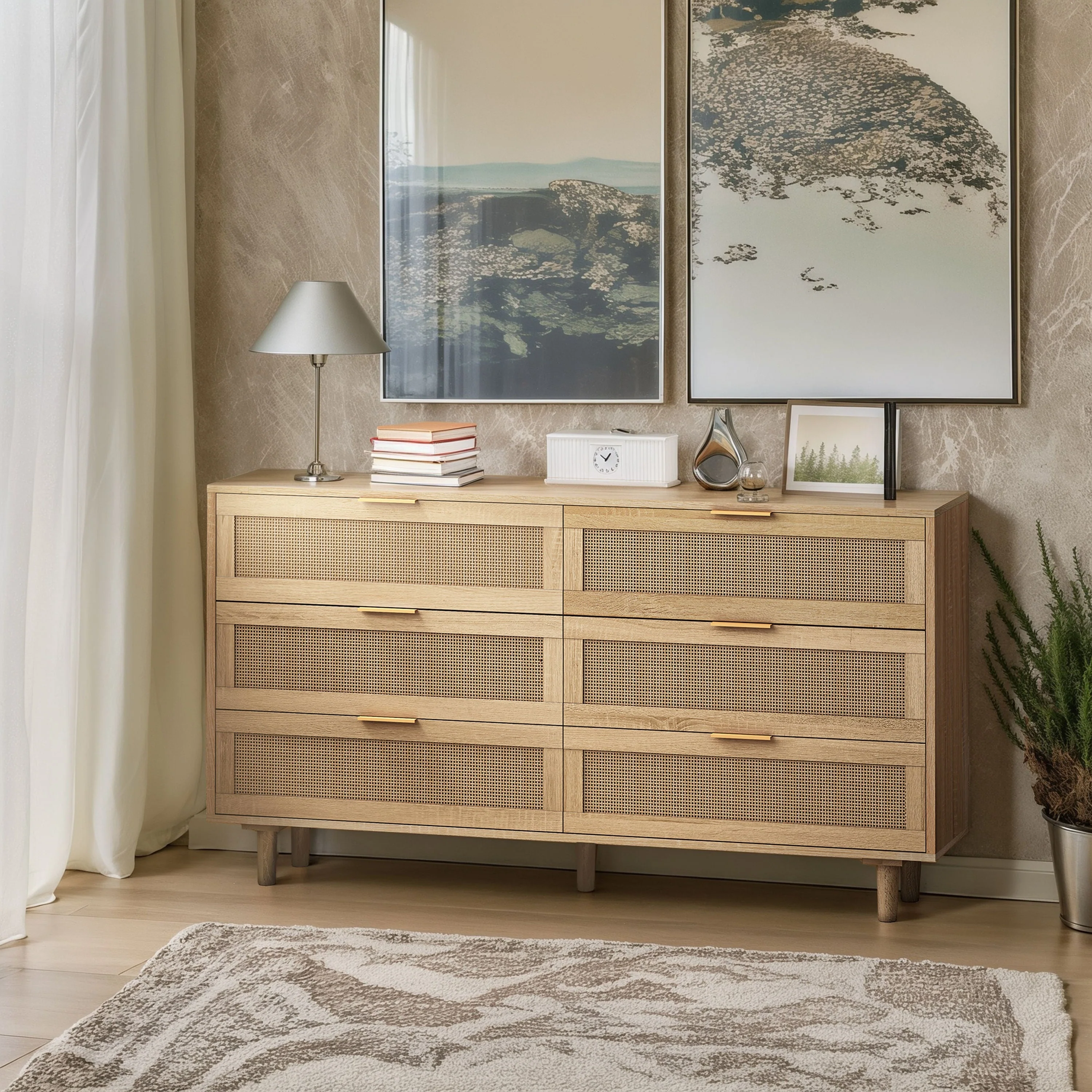 51.18' 6-Drawers Rattan Storage Cabinet - Image 4