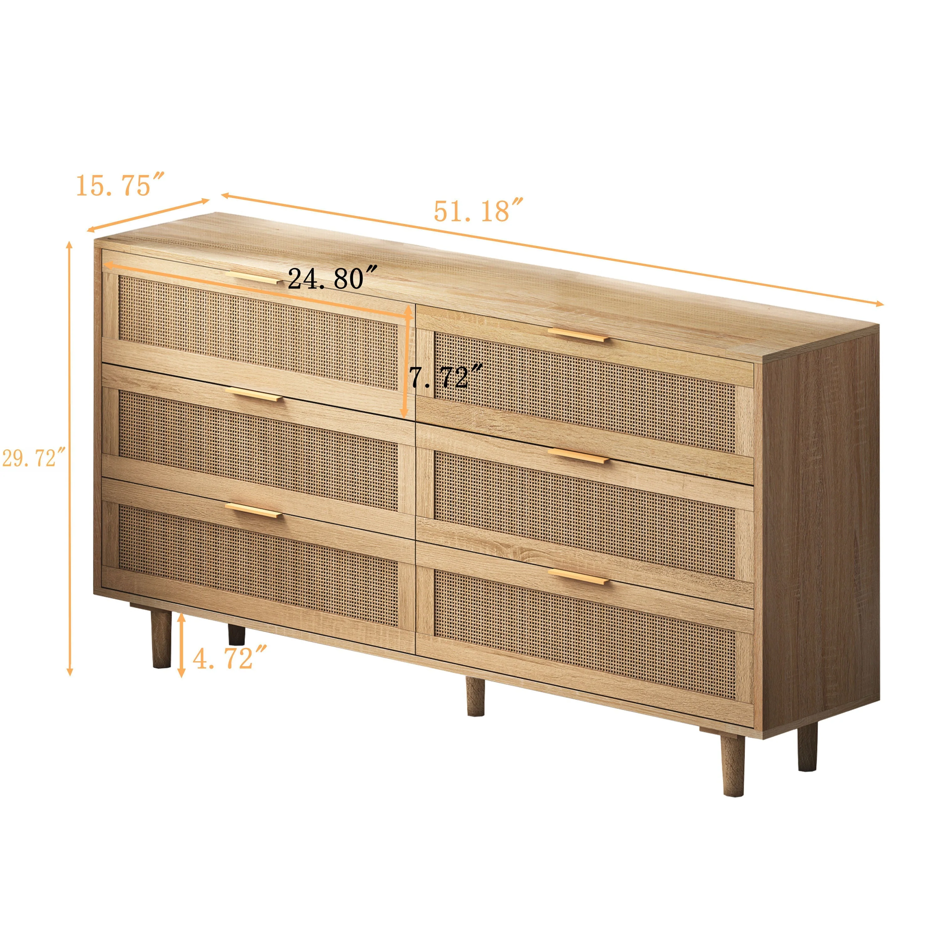 51.18' 6-Drawers Rattan Storage Cabinet - Image 5