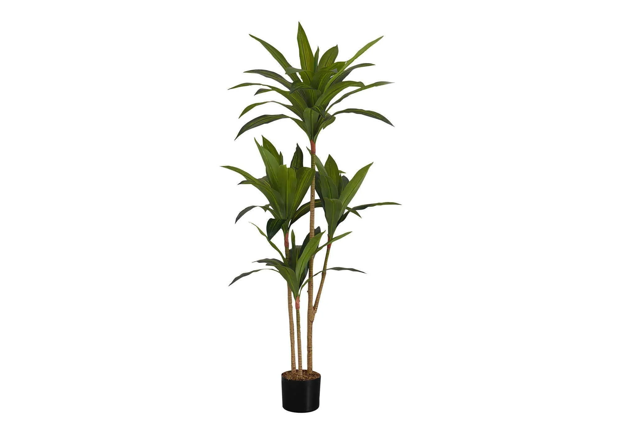51" Tall, Artificial Plant, Dracaena Tree, Indoor, Faux, Fake, Floor, Greenery, Potted, Real Touch, Decorative - Green / Black - Image 3