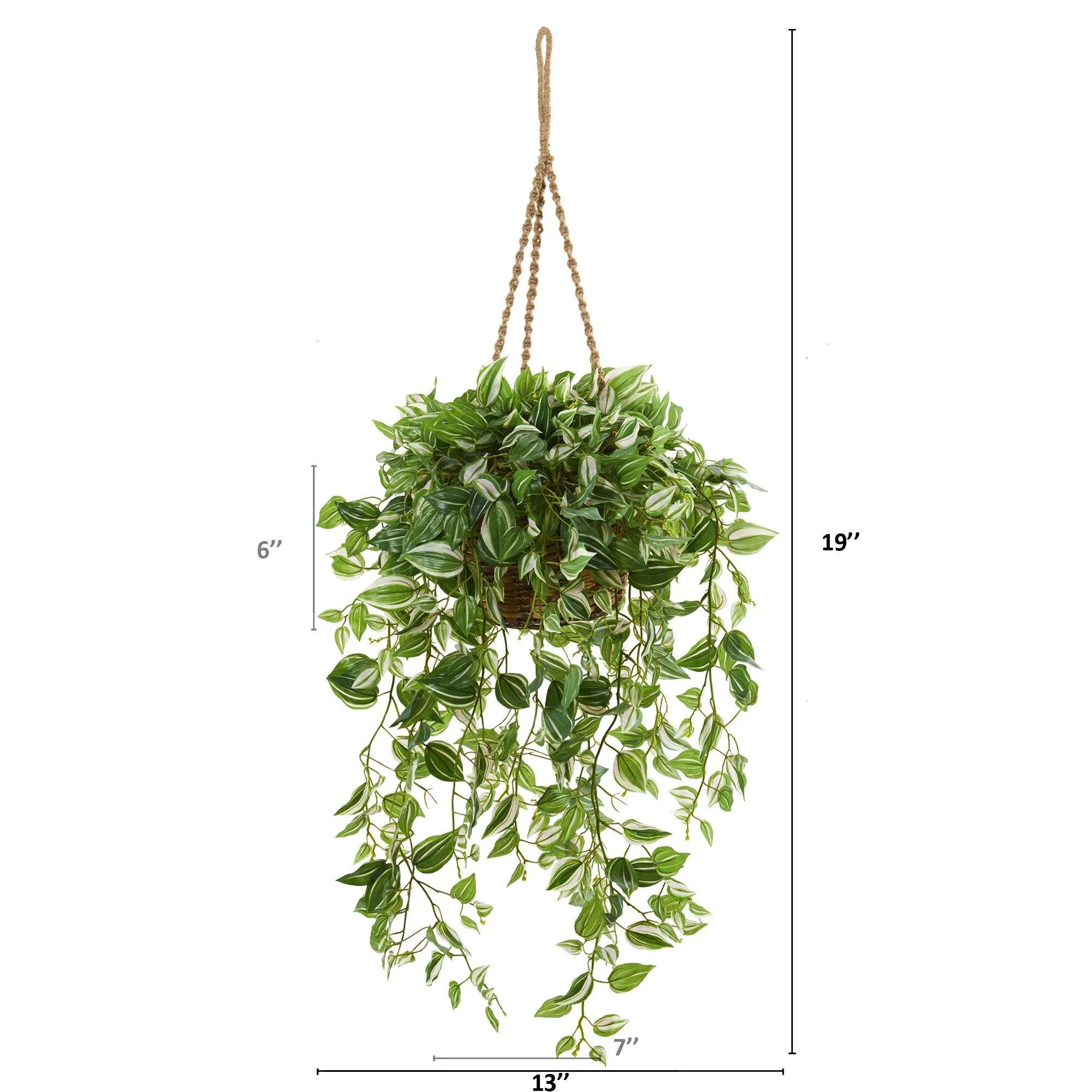 51” Wandering Jew Artificial Plant in Hanging Basket (Real Touch) - Image 2
