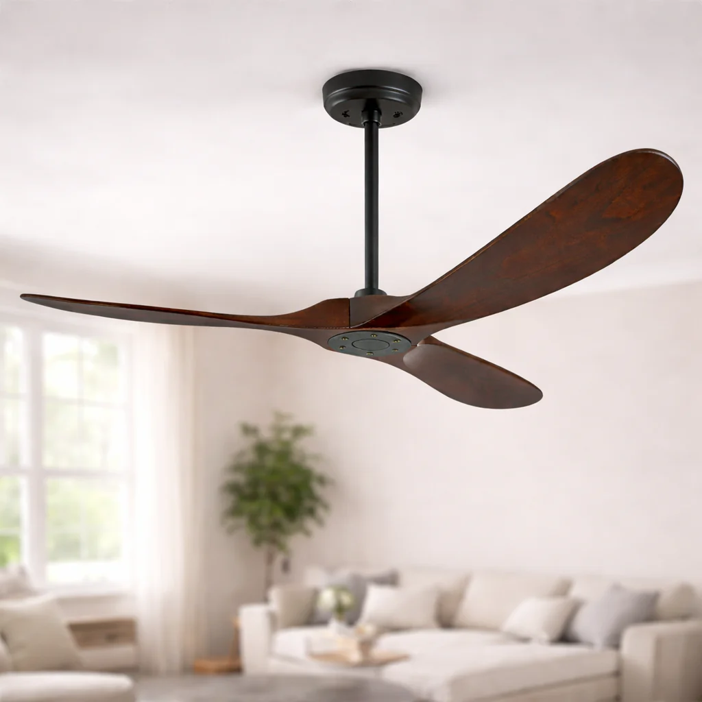52 Inch Solid Wood Ceiling Fan 3-Blade DC Motor Remote - Image 4
