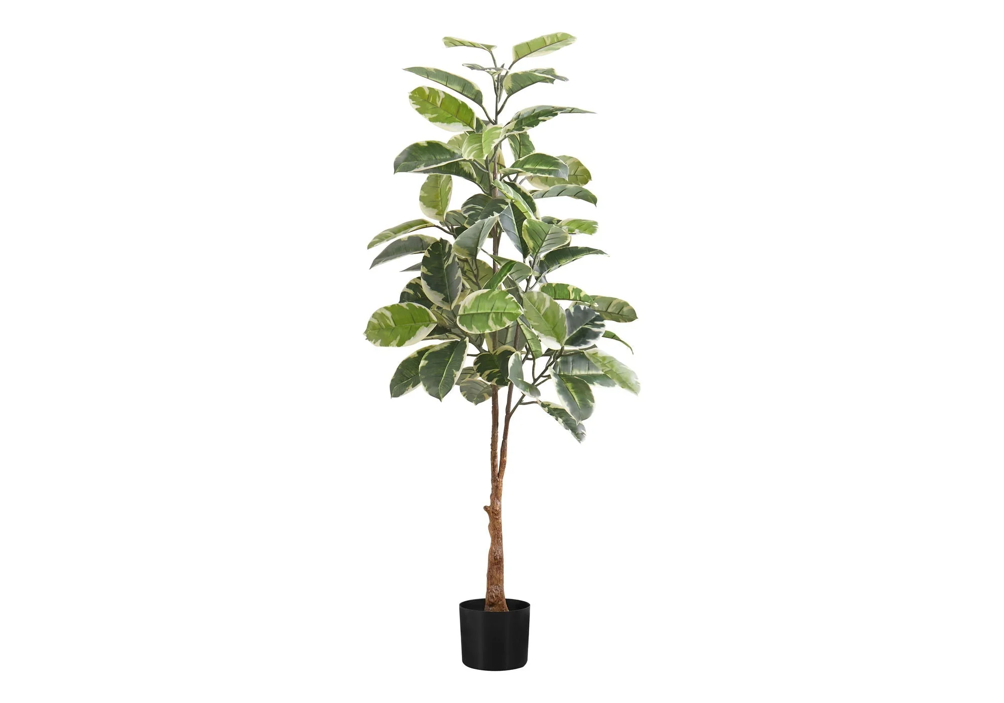 52" Tall, Artificial Plant, Rubber Tree, Indoor, Fake, Floor, Greenery, Potted, Real Touch, Decorative - Green / Black - Image 2