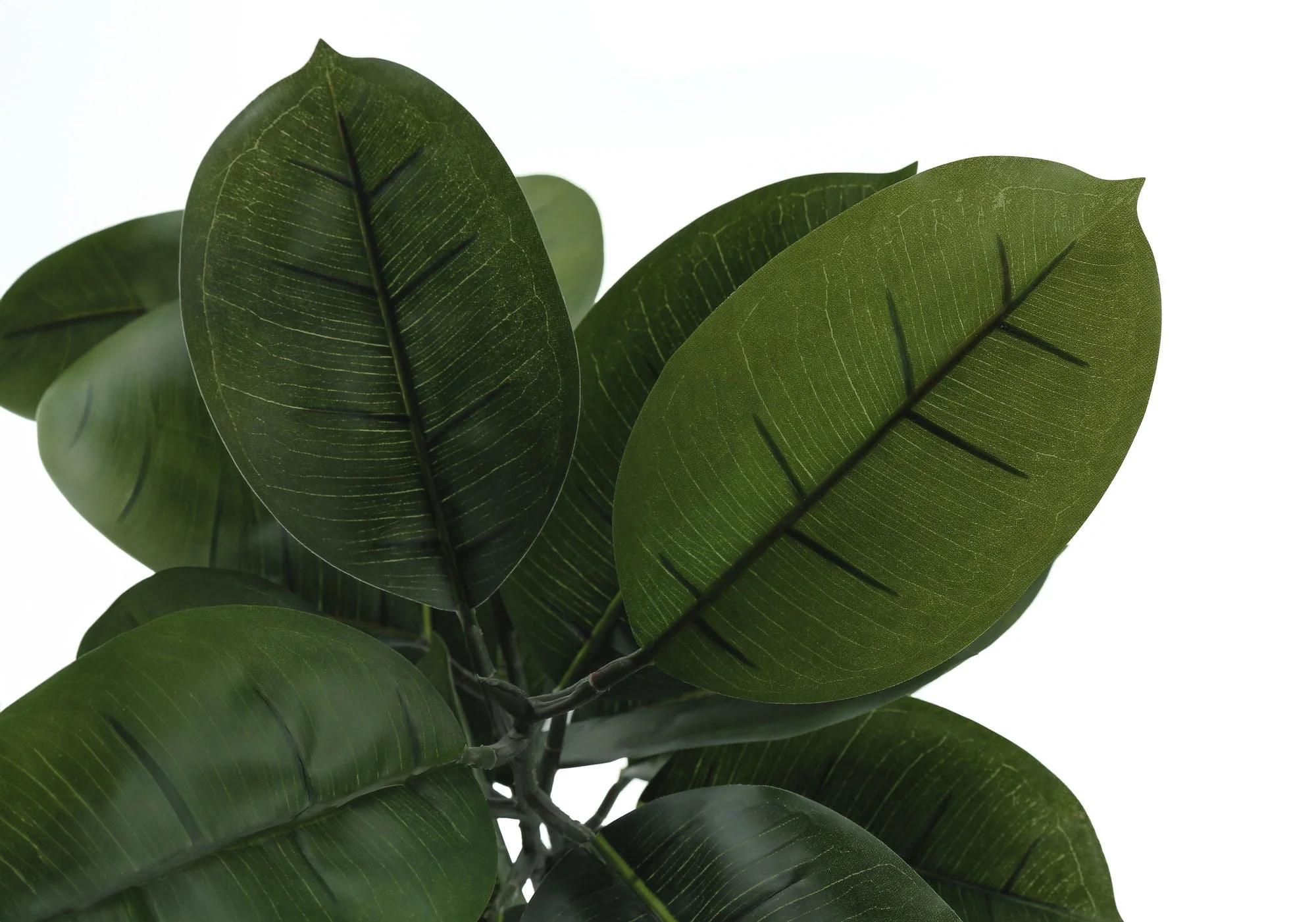 52" Tall, Artificial Plant, Rubber Tree, Indoor, Faux, Fake, Floor, Greenery, Potted, Real Touch, Decorative - Green / Black - Image 2