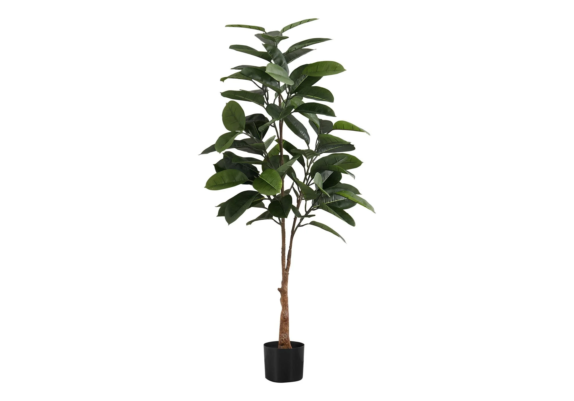 52" Tall, Artificial Plant, Rubber Tree, Indoor, Faux, Fake, Floor, Greenery, Potted, Real Touch, Decorative - Green / Black - Image 3
