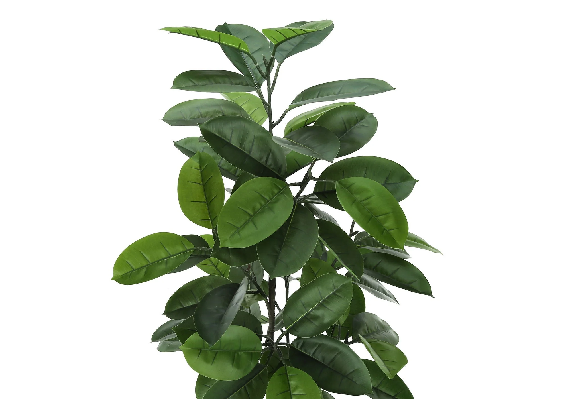 52" Tall, Artificial Plant, Rubber Tree, Indoor, Faux, Fake, Floor, Greenery, Potted, Real Touch, Decorative - Green / Black - Image 4