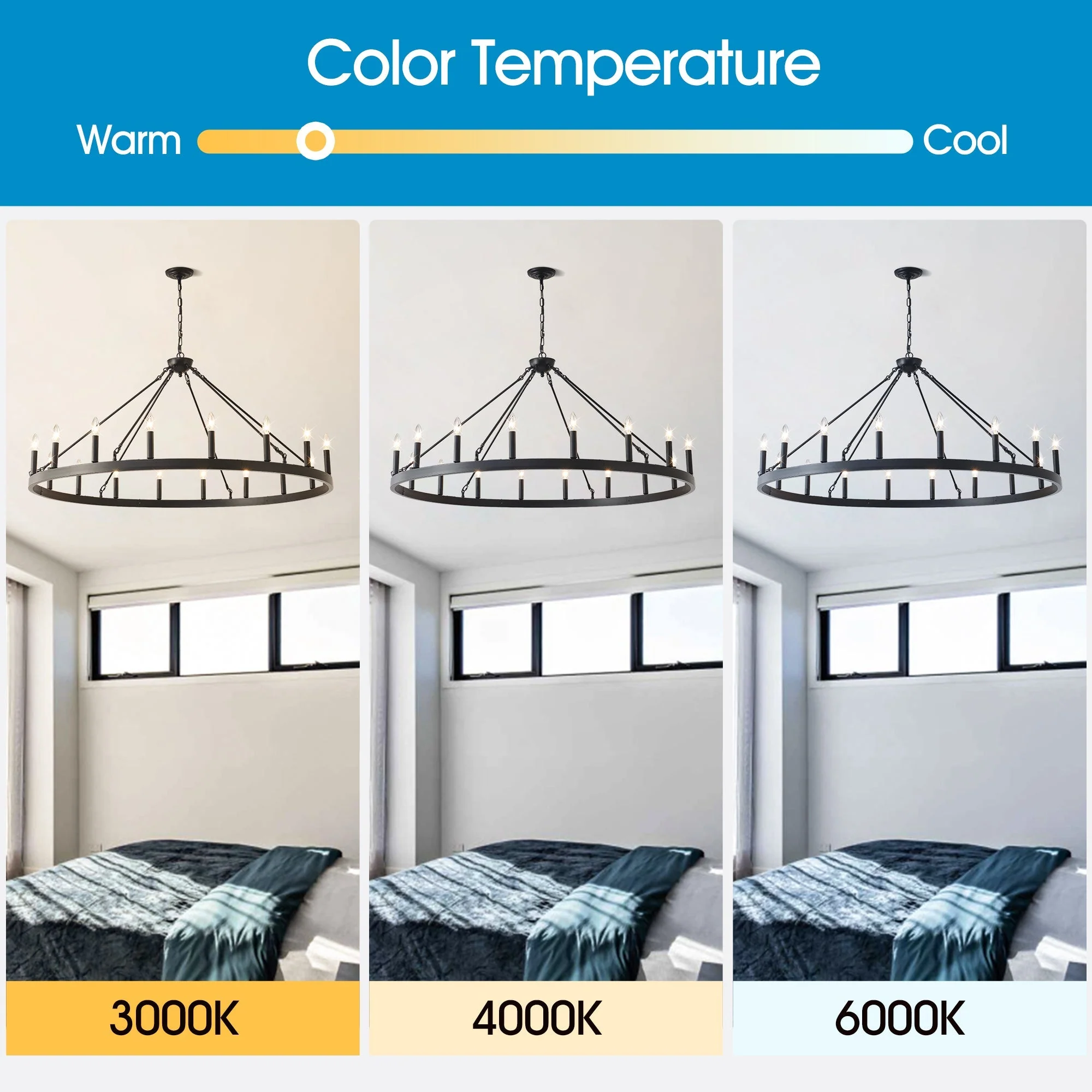 53.15 Inch Matte Black Wagon Wheel Chandelier with 18 Lights - Image 9
