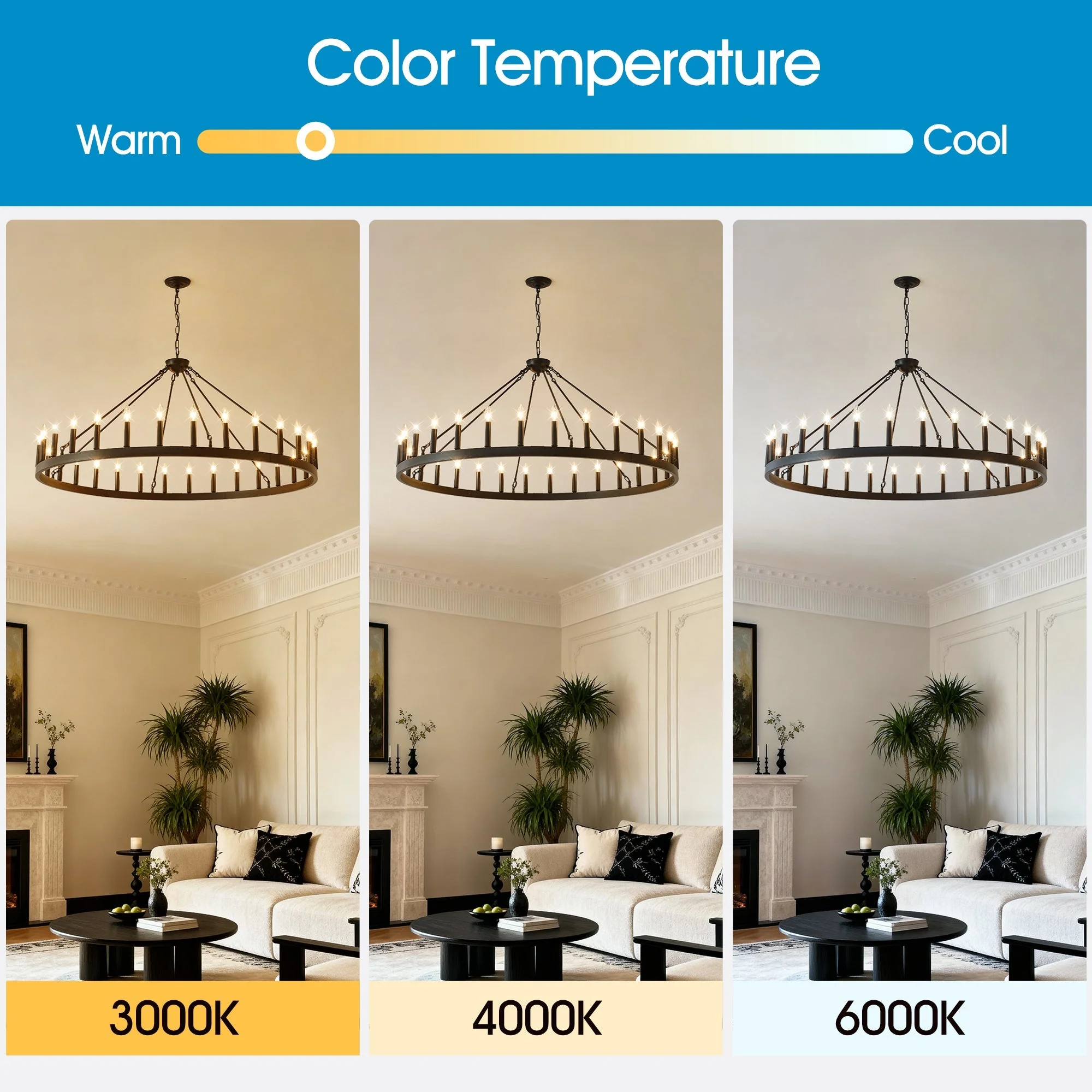 53.15 Inch Matte Black Wagon Wheel Chandelier With 30 Lights - Image 9