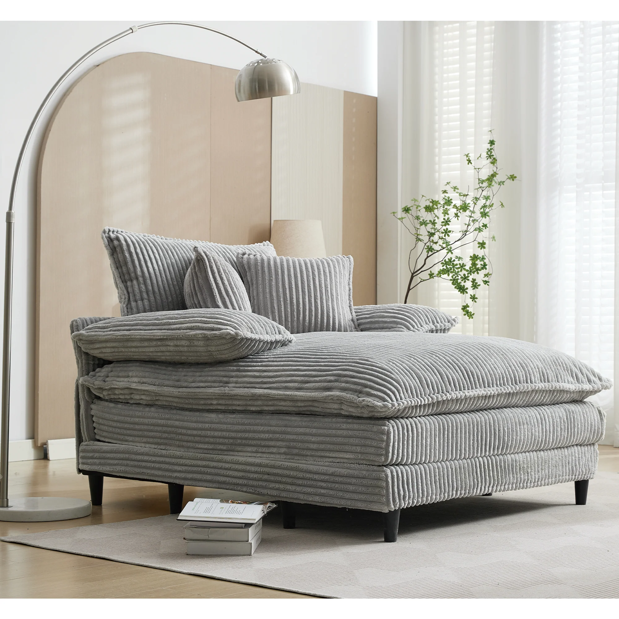 54.75" W Oversized Corduroy Chaise Lounge Chair - Image 13