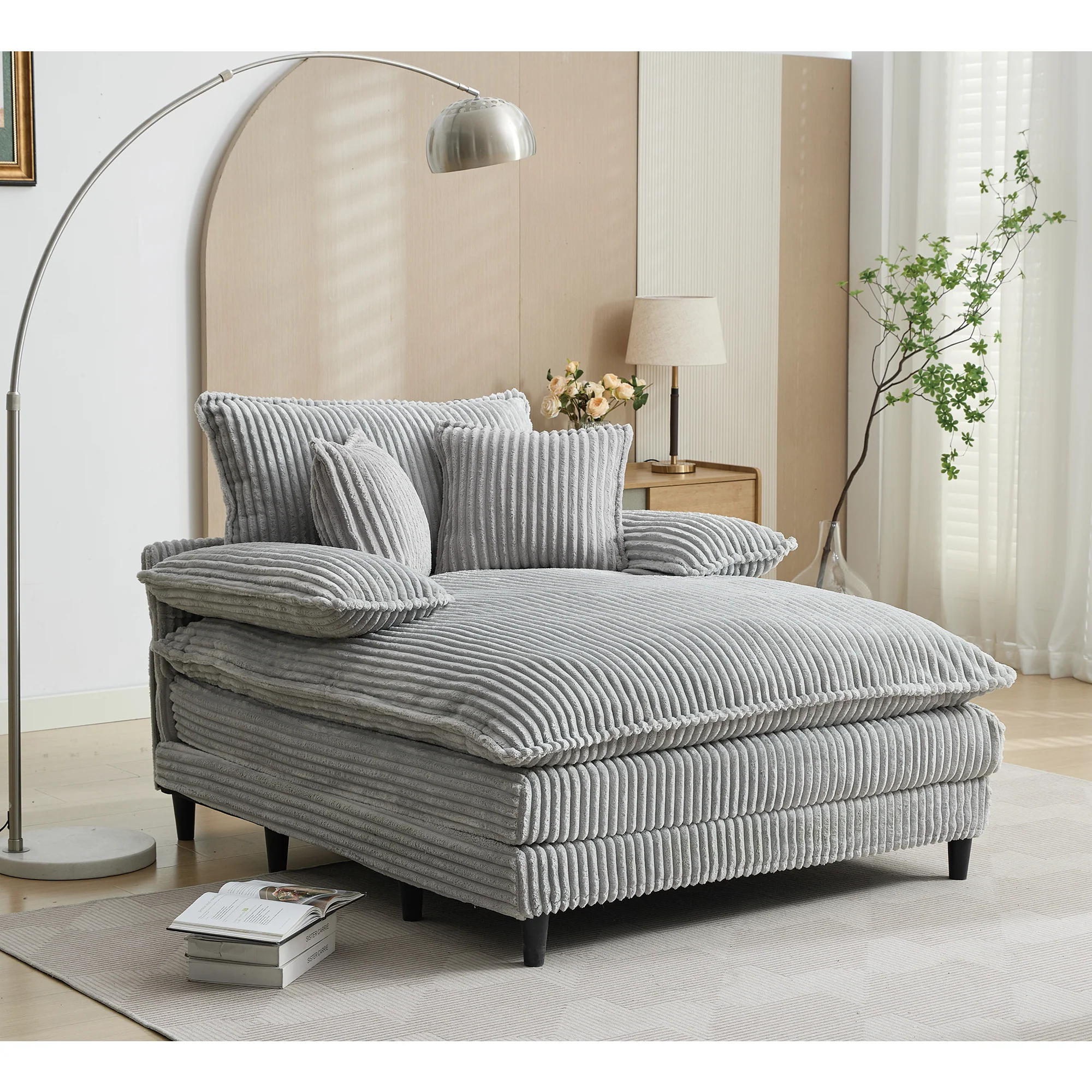 54.75" W Oversized Corduroy Chaise Lounge Chair - Image 14
