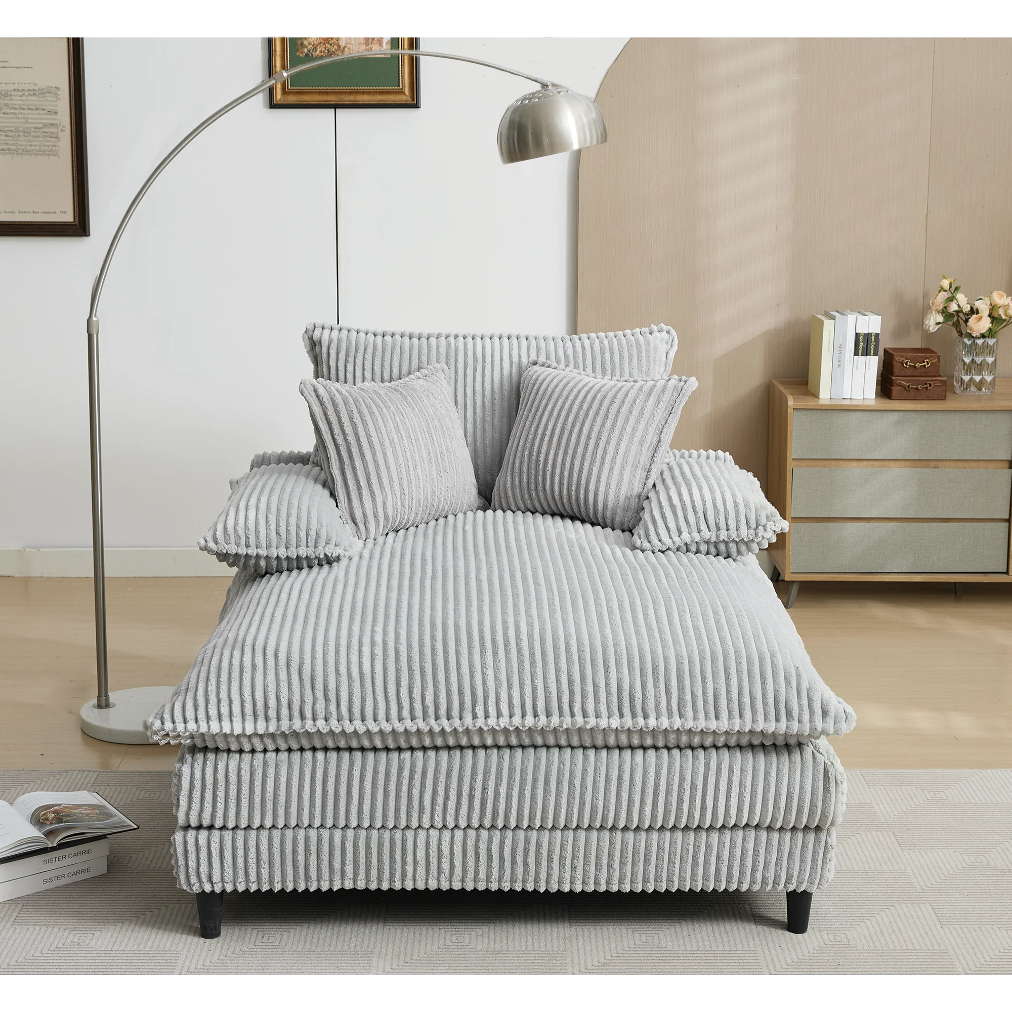 54.75" W Oversized Corduroy Chaise Lounge Chair - Image 17