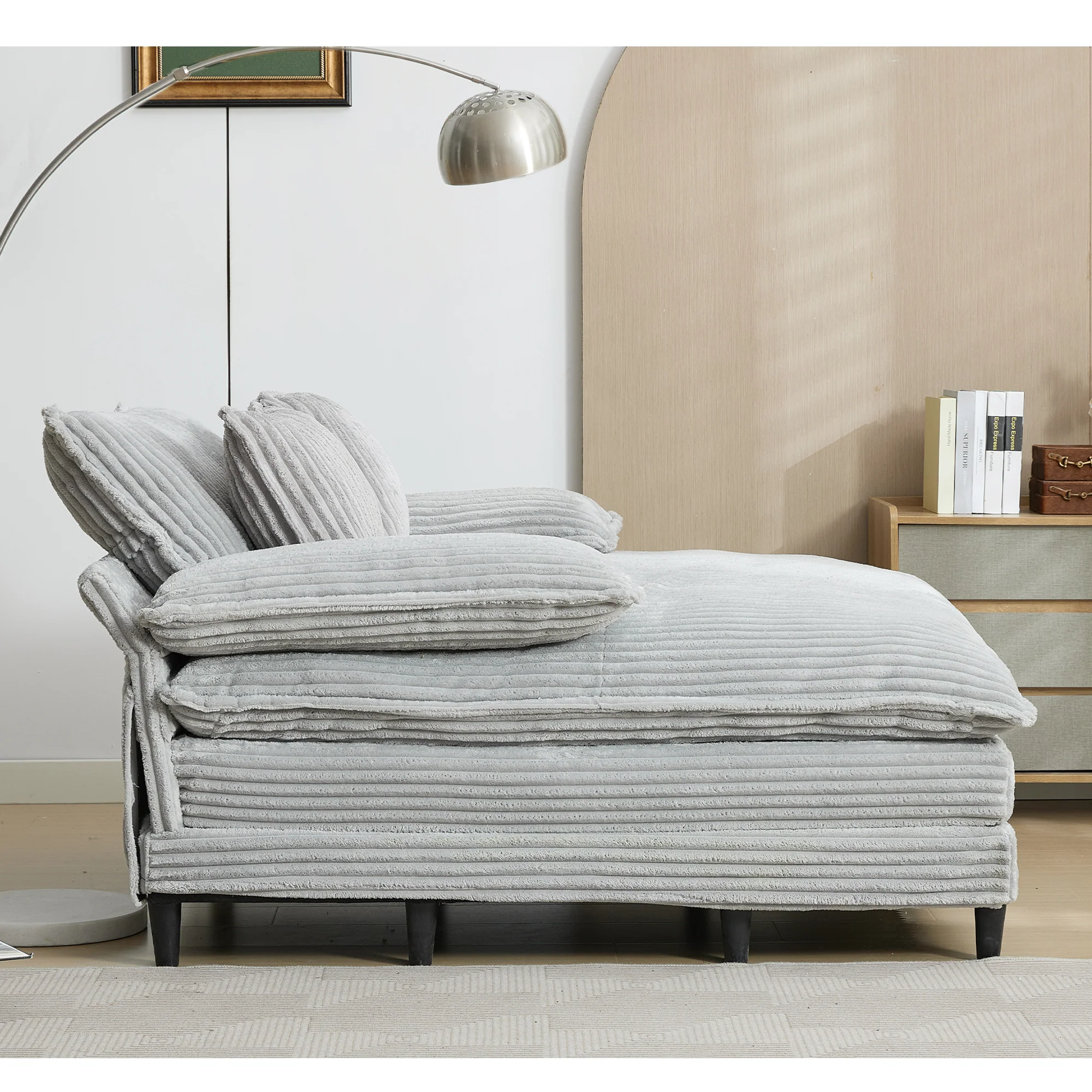 54.75" W Oversized Corduroy Chaise Lounge Chair - Image 18