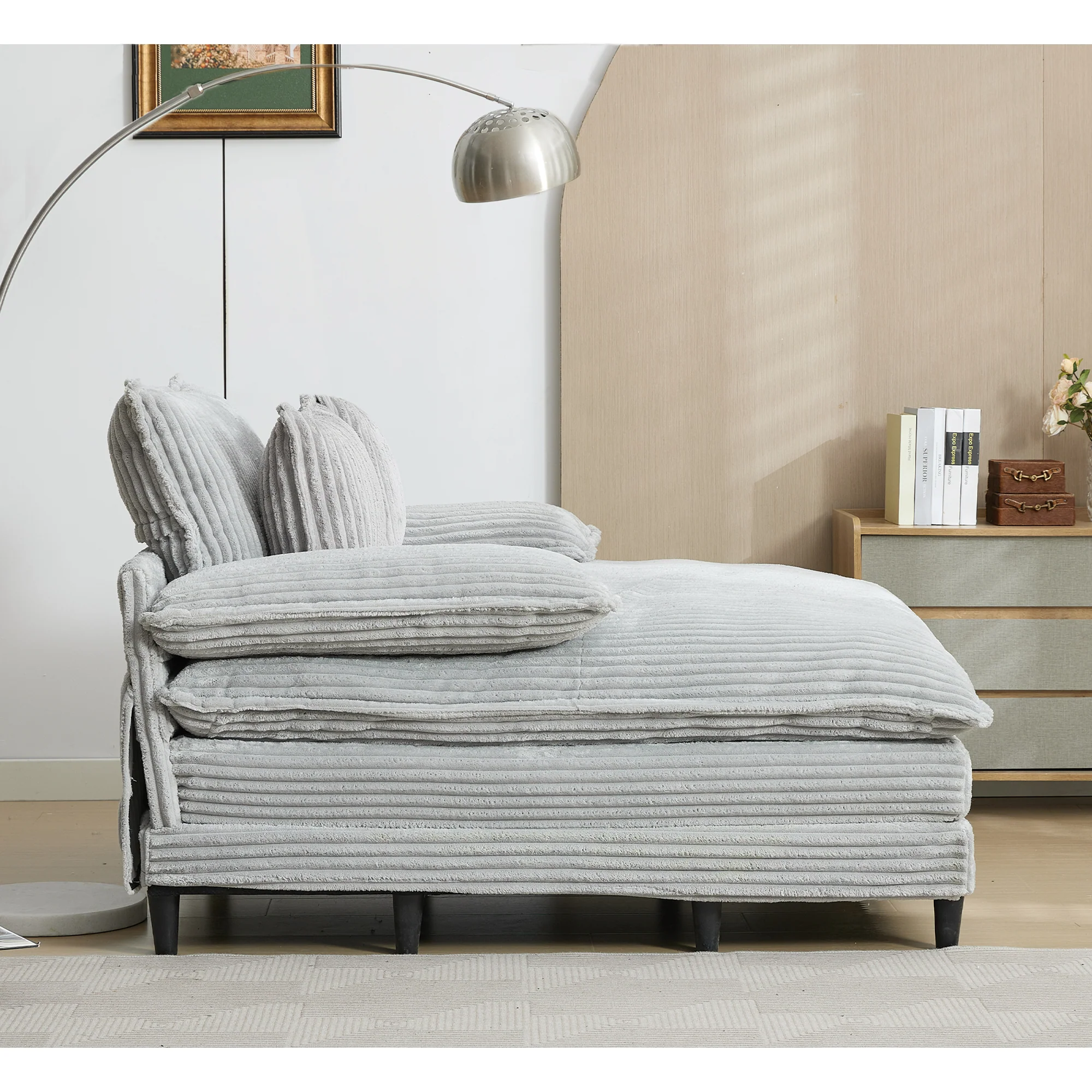 54.75" W Oversized Corduroy Chaise Lounge Chair - Image 19